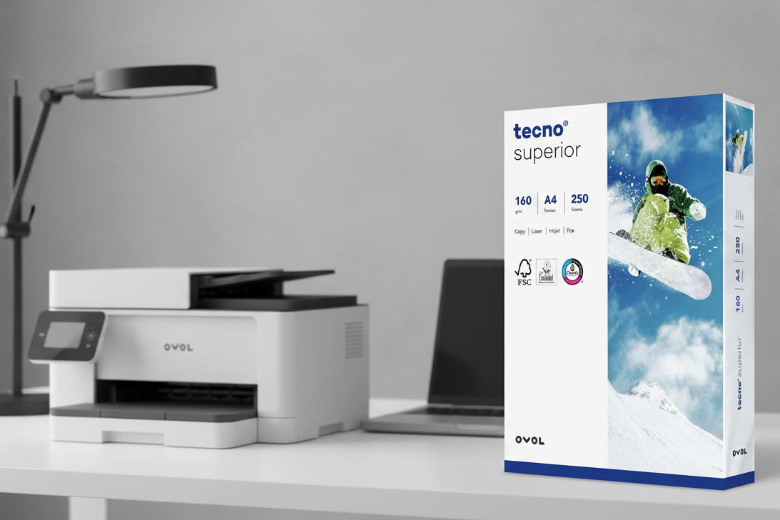 tecno Kopierpapier Superior DIN A4 (250 Blatt) – Ultraweißes Premium-Papier für brillante Ausdrucke
