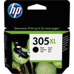 Schwarze HP Tintenpatrone 305XL für Drucker, zeigt die Tintenpatrone im Karton, langlebige Druckqualität, HP Originalprodukt