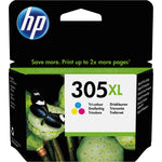 HP Tintenpatrone 305XL in Cyan, Magenta und Gelb, original Tintenpatrone für HP Drucker, zeigt die farbigen Tintenpatronen.