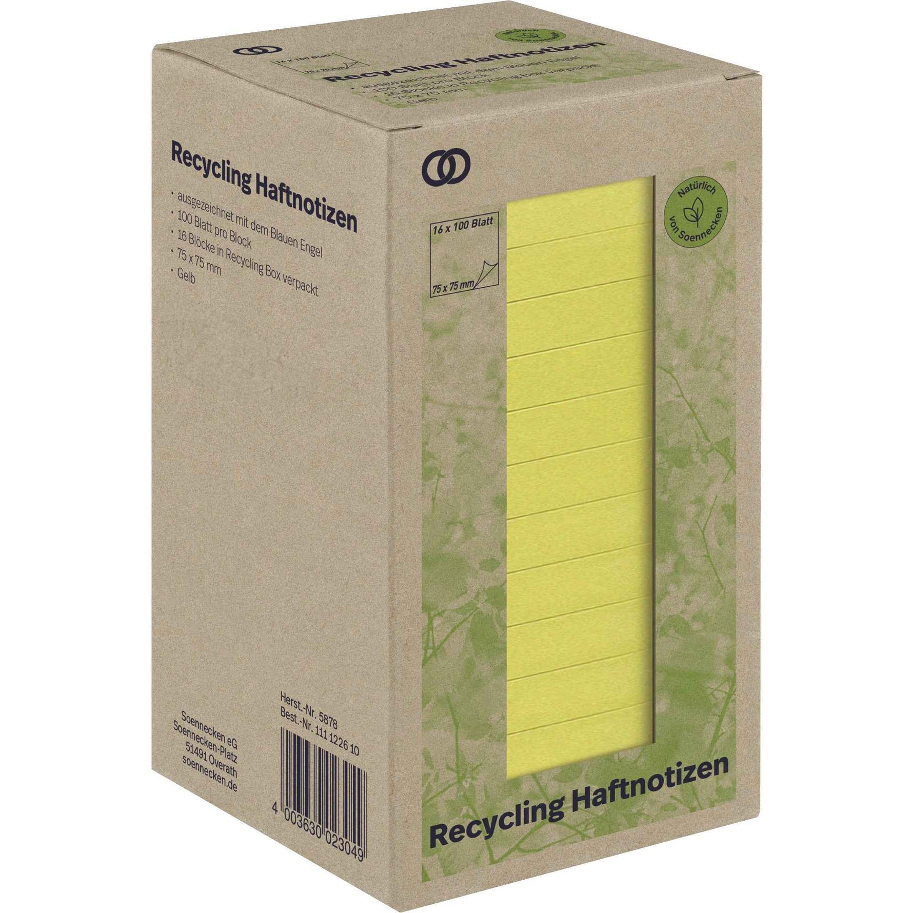 Soennecken Haftnotiz oeco Recycling 75 x 75 mm (B x H) 16 Block/Pack.