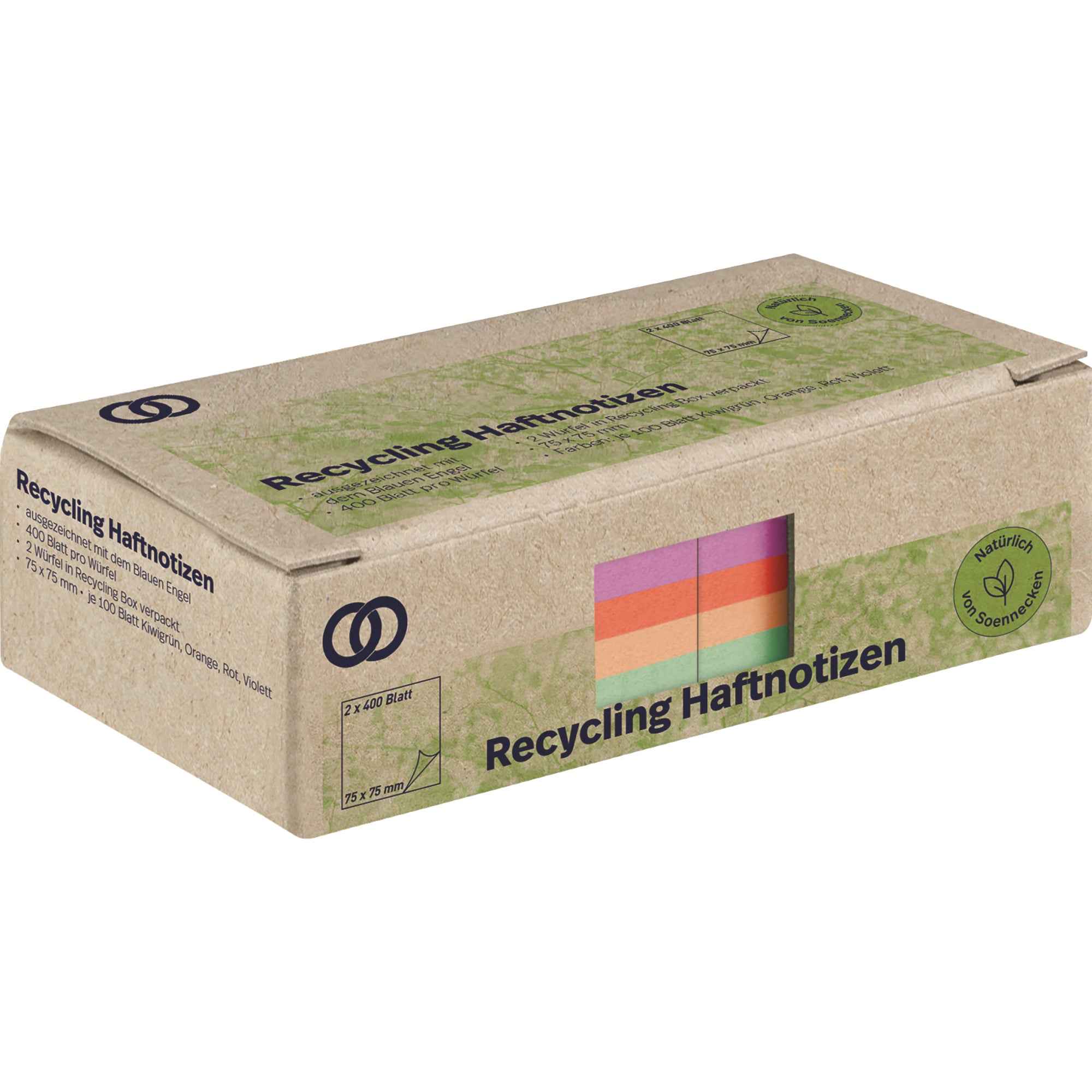 Soennecken Haftnotiz oeco Recycling 75 x 75 mm (B x H) 2 Block/Pack.