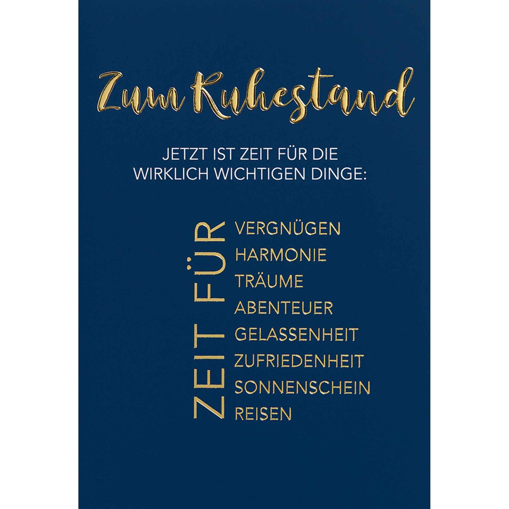 Perleberg Faltkarte Lifestyle Ruhestandskarte Jetzt ist Zeit für die wirklich wichtigen Dinge
