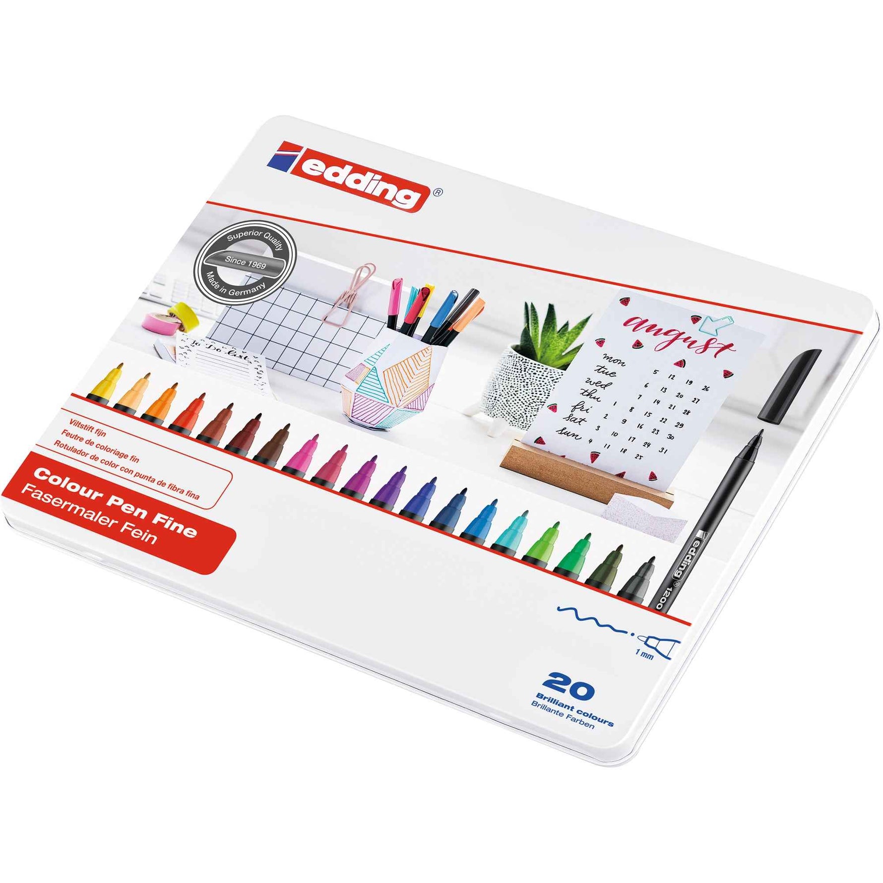 edding Fasermaler 1200 colourpen Metalletui 20 St./Pack.