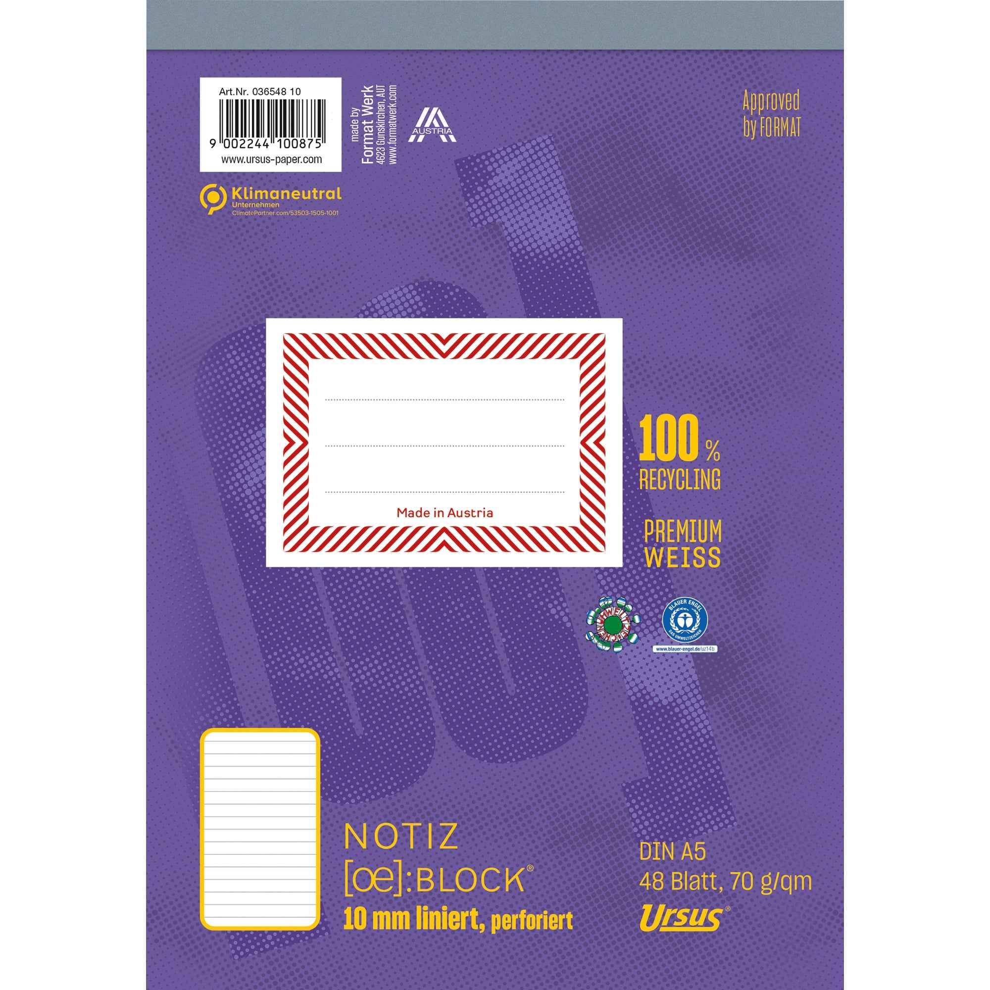 Ursus Staufen Notizblock Green