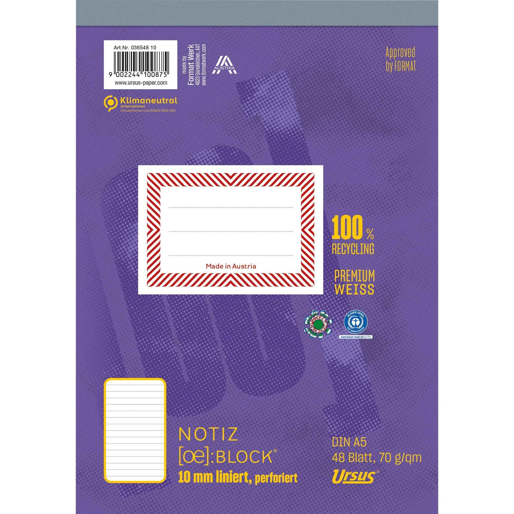 Ursus Staufen Notizblock Green