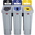 Rubbermaid Abfallsammelsystem SLIM JIM® RECYCLING 3 Sortierfächer schwarz, blau, gelb