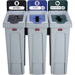 Rubbermaid Abfallsammelsystem SLIM JIM® RECYCLING 3 Sortierfächer schwarz, blau, grün