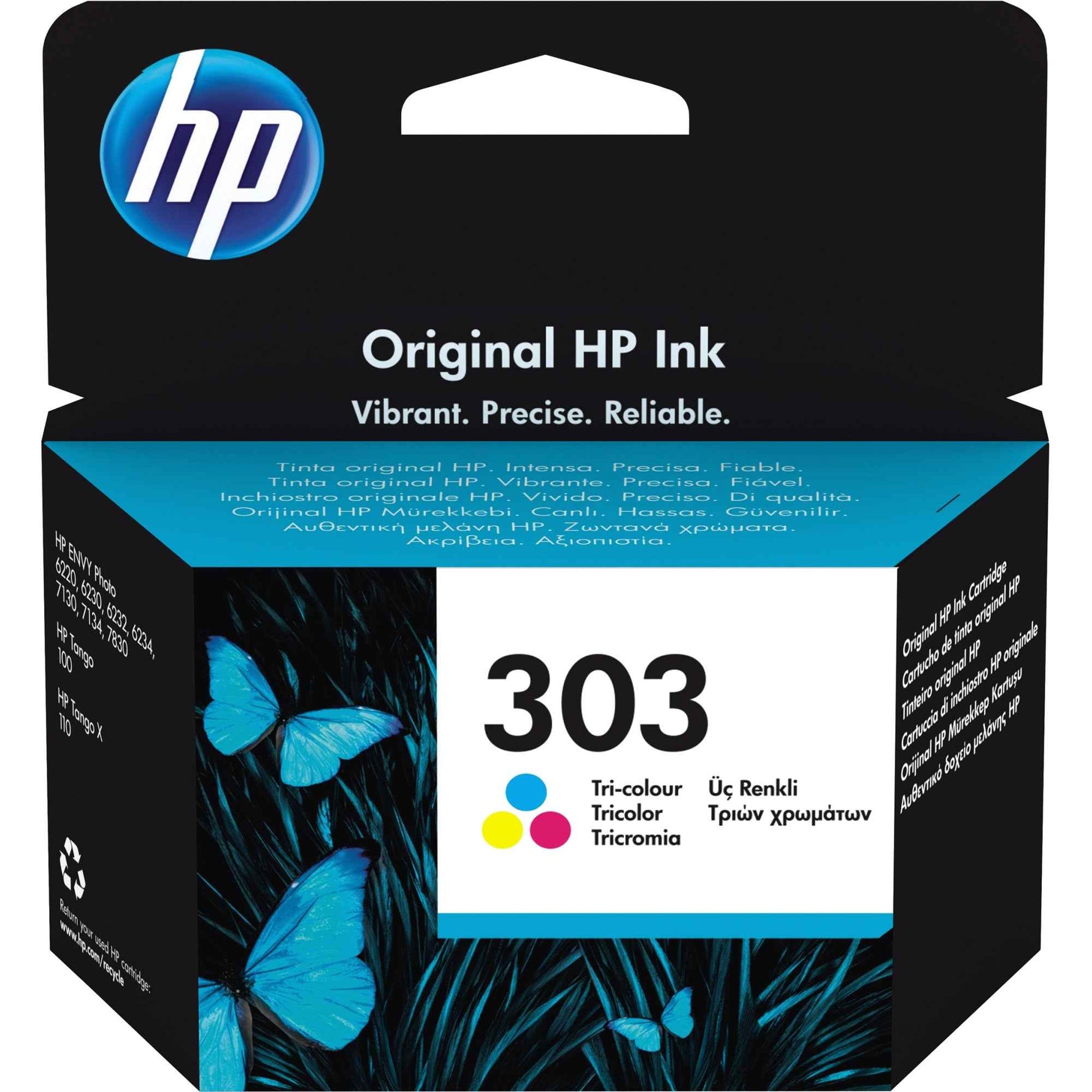 HP Tintenpatrone 303 in Cyan, Magenta und Gelb für Tintenstrahldrucker, farbige Druckpatrone von HP
