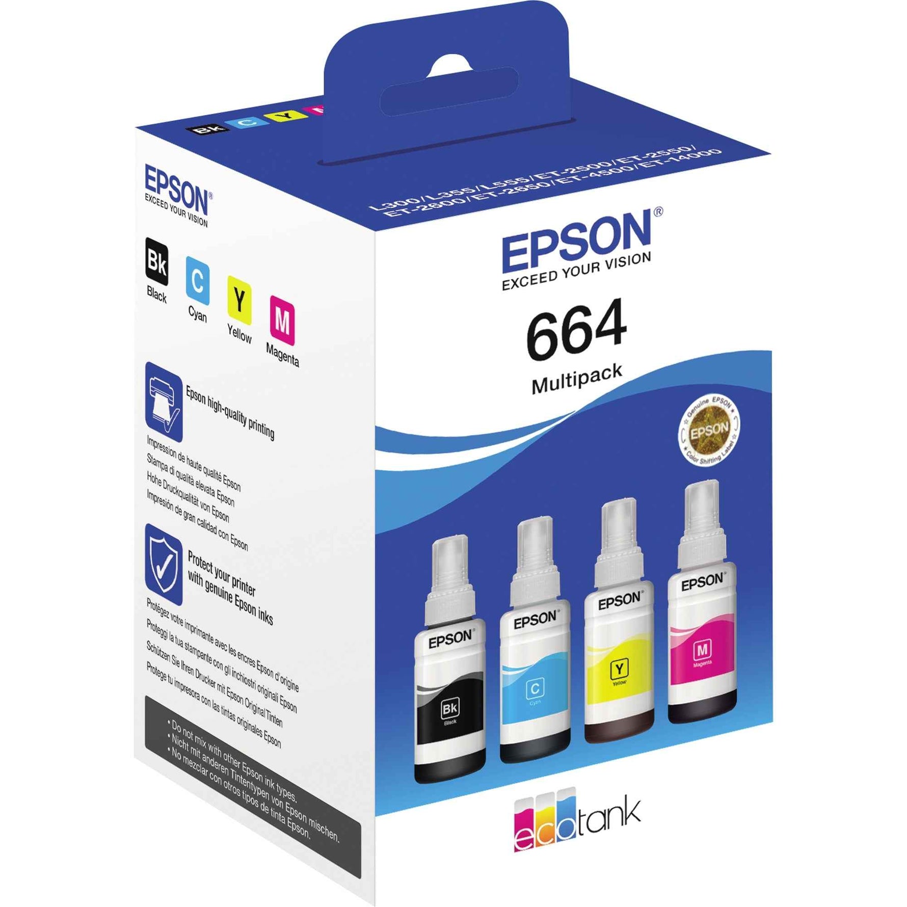 Epson Nachfülltinte Tintenstrahldrucker 664 schwarz, cyan, magenta, gelb