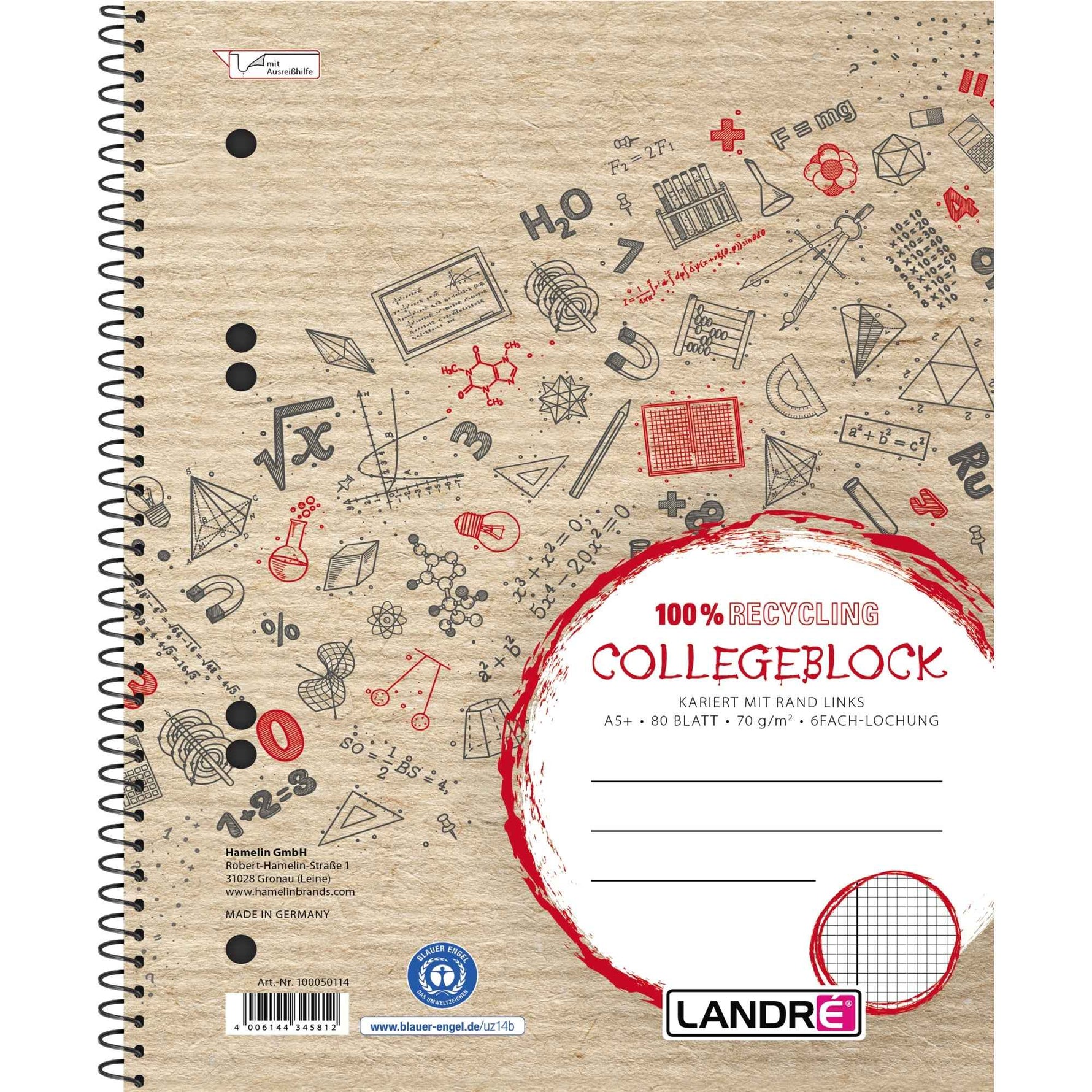 Landré Collegeblock Recycling DIN A5