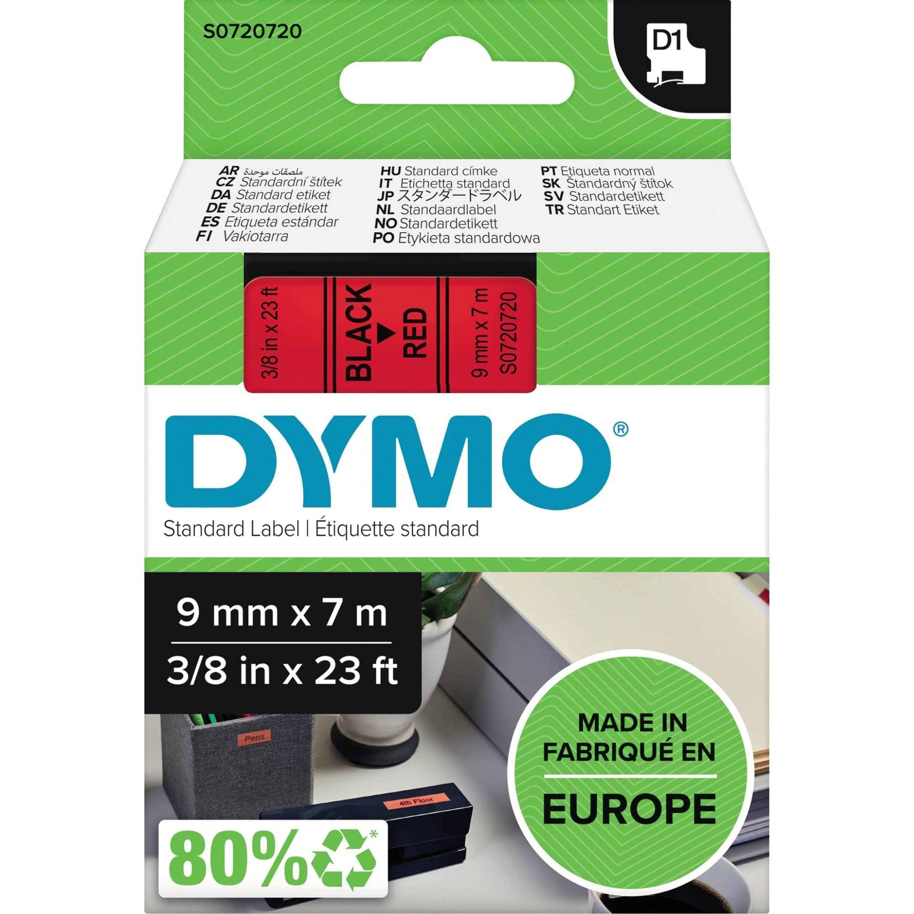 DYMO® Schriftbandkassette D1 9 mm x 7 m (B x L) rot