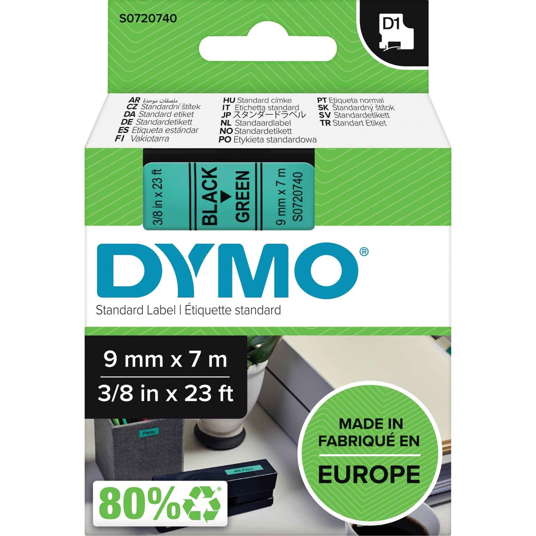 DYMO® Schriftbandkassette D1 9 mm x 7 m (B x L) grün
