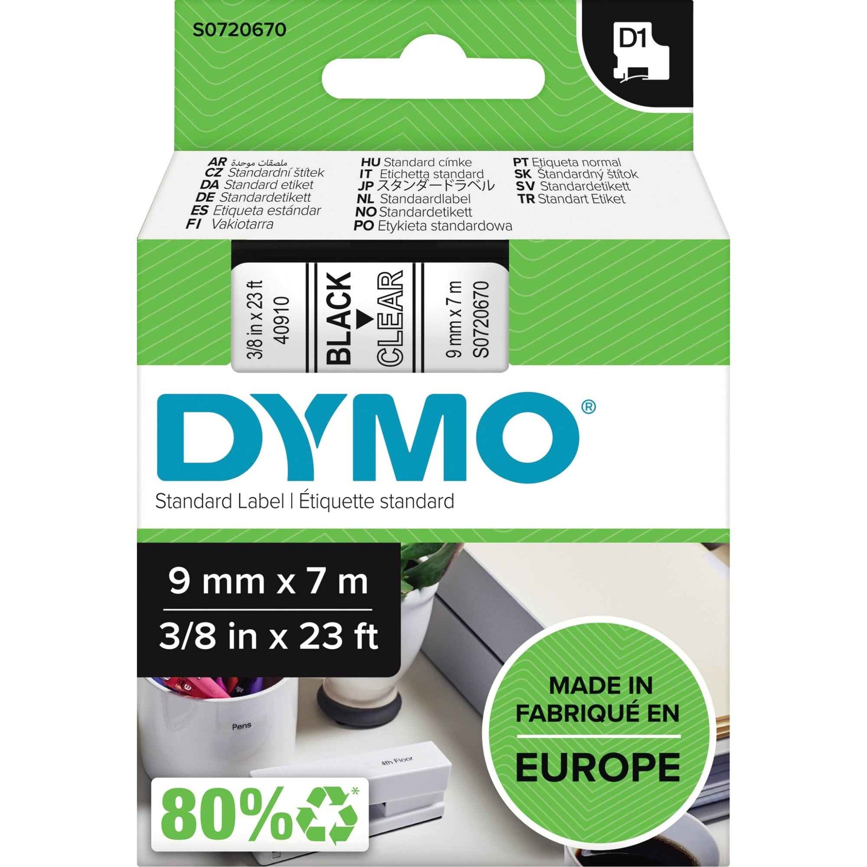 DYMO® Schriftbandkassette D1 9 mm x 7 m (B x L) transparent