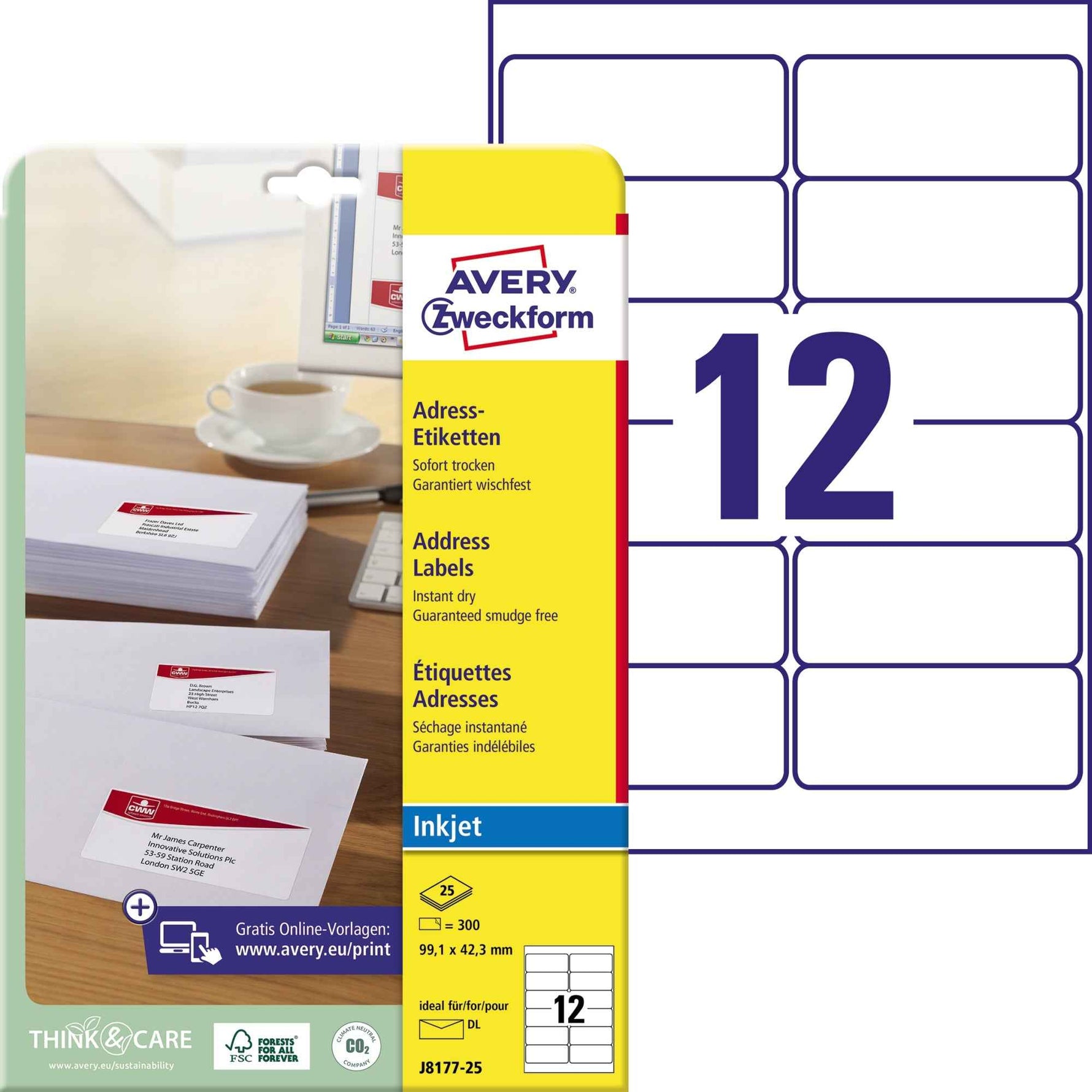 Avery Zweckform Adressetikett 99,1 x 42,3 mm (B x H)