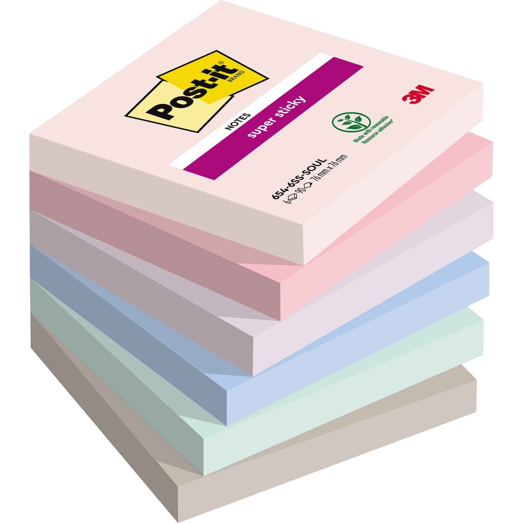 Post-it® Haftnotiz Super Sticky Notes Soulful Collection 76 x 76 mm (B x H)