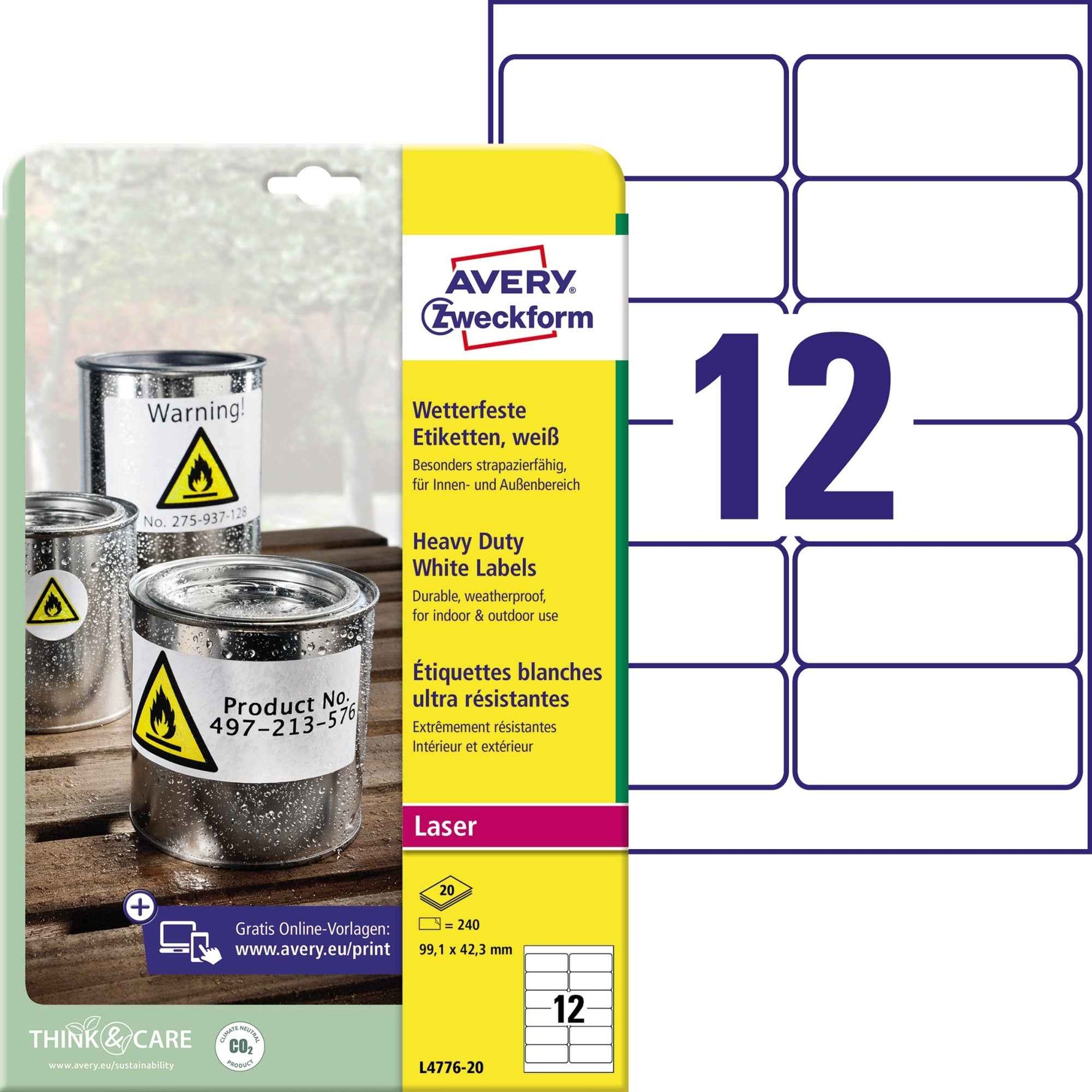 Avery Zweckform Folienetikett 99,1 x 42,3 mm (B x H)