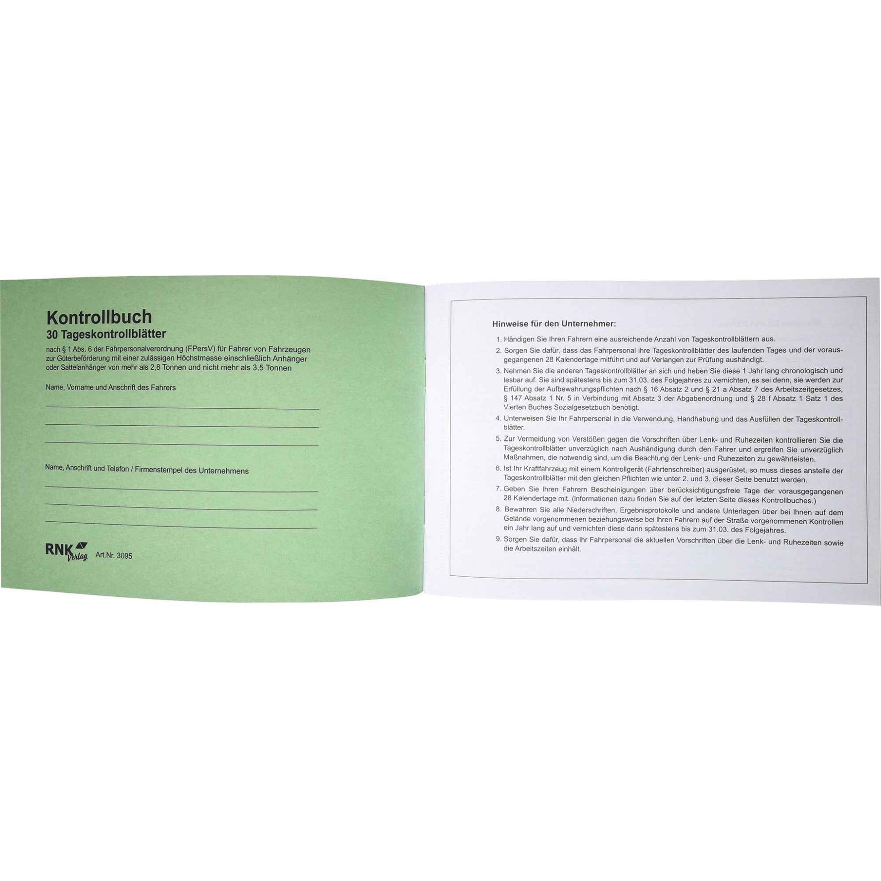 RNK Verlag Fahrtenbuch