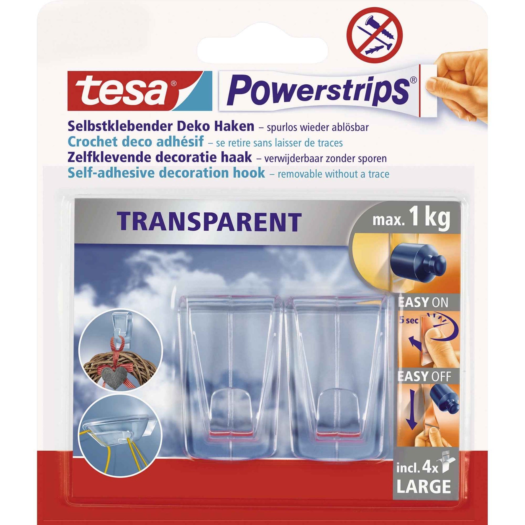 tesa® Haken Powerstrips® transparent XL