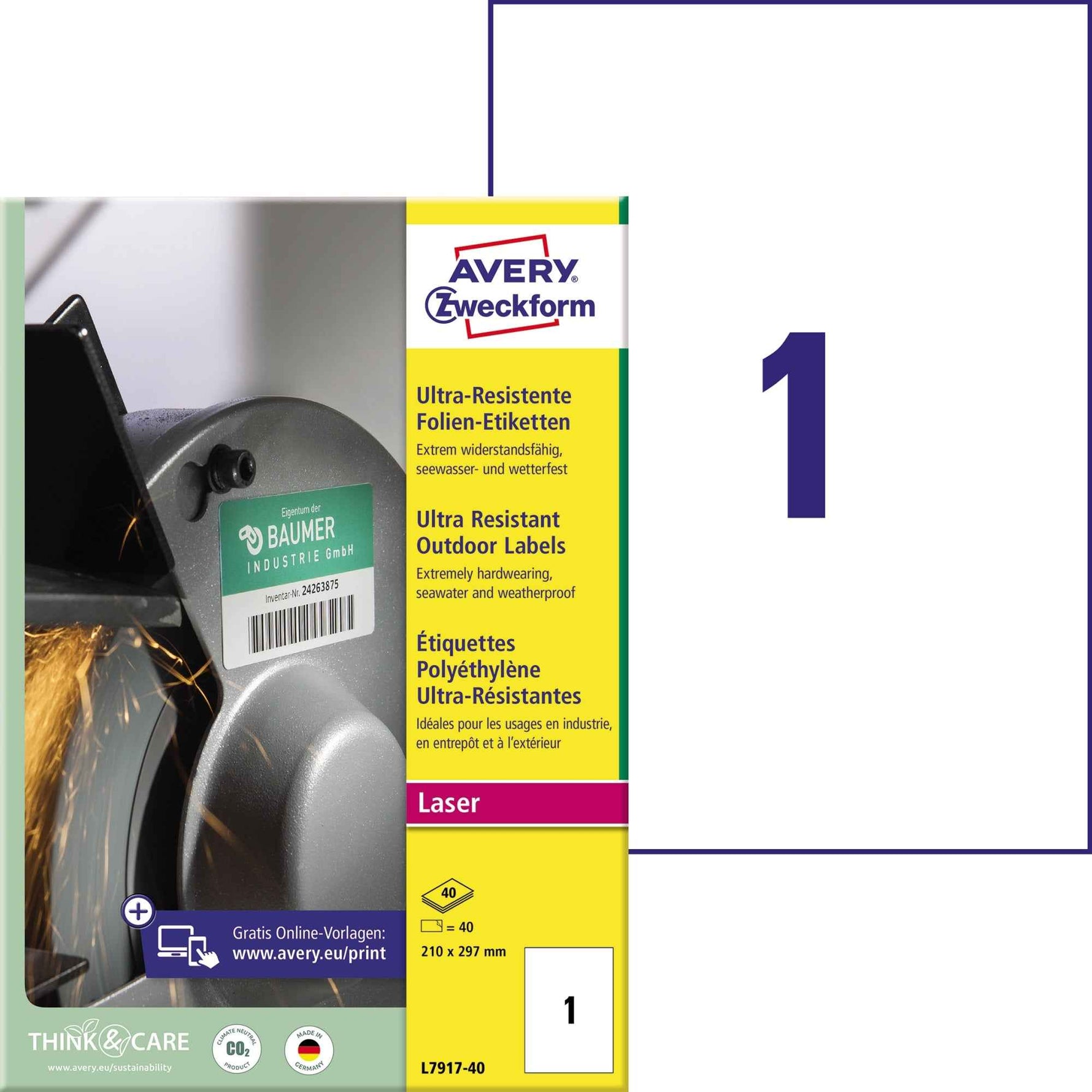 Avery Zweckform Folienetikett 210 x 297 mm (B x H)