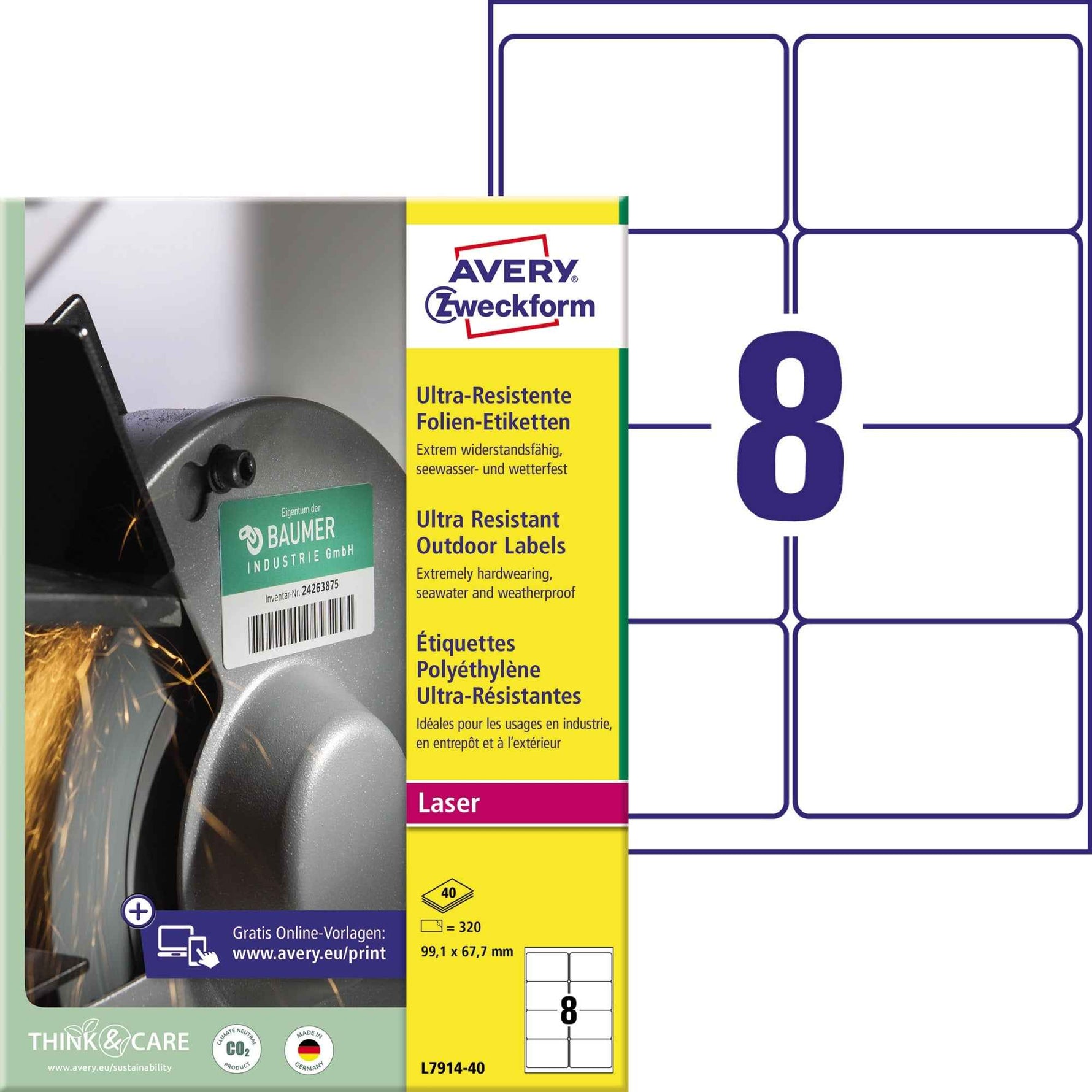 Avery Zweckform Folienetikett 99,1 x 67,7 mm (B x H)