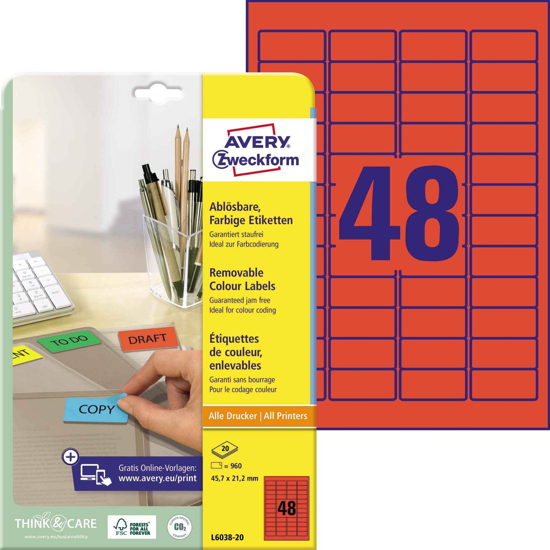 Avery Zweckform Universaletikett 45,7 x 21,2 mm (B x H)