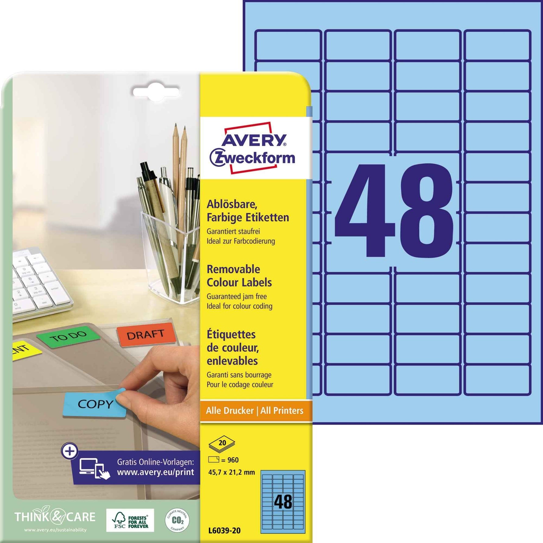 Avery Zweckform Universaletikett 45,7 x 21,2 mm (B x H)
