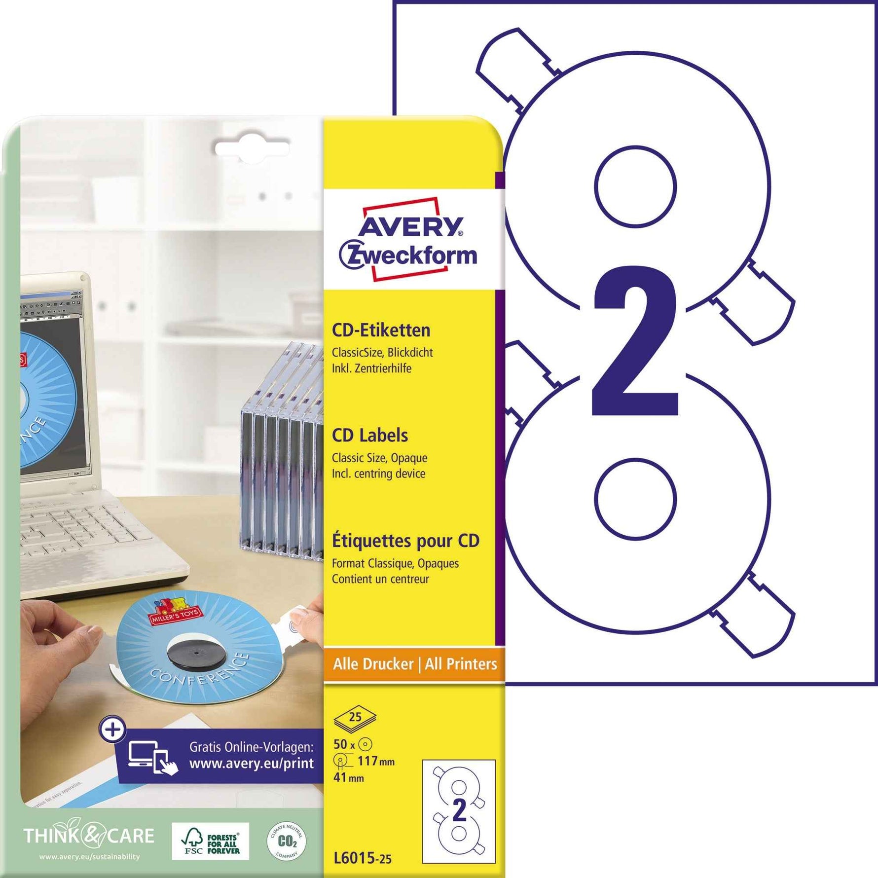 Avery Zweckform CD/DVD Etikett 117 mm