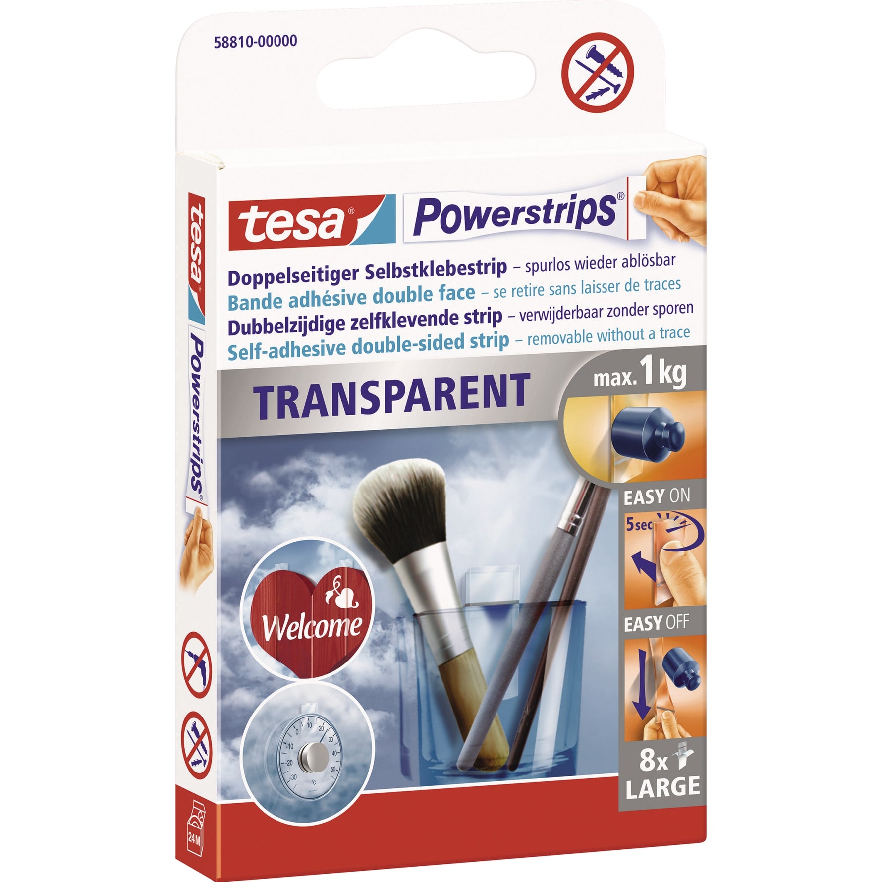 tesa® Klebepad Powerstrips® transparent Large - Wiepa Bürofachpartner