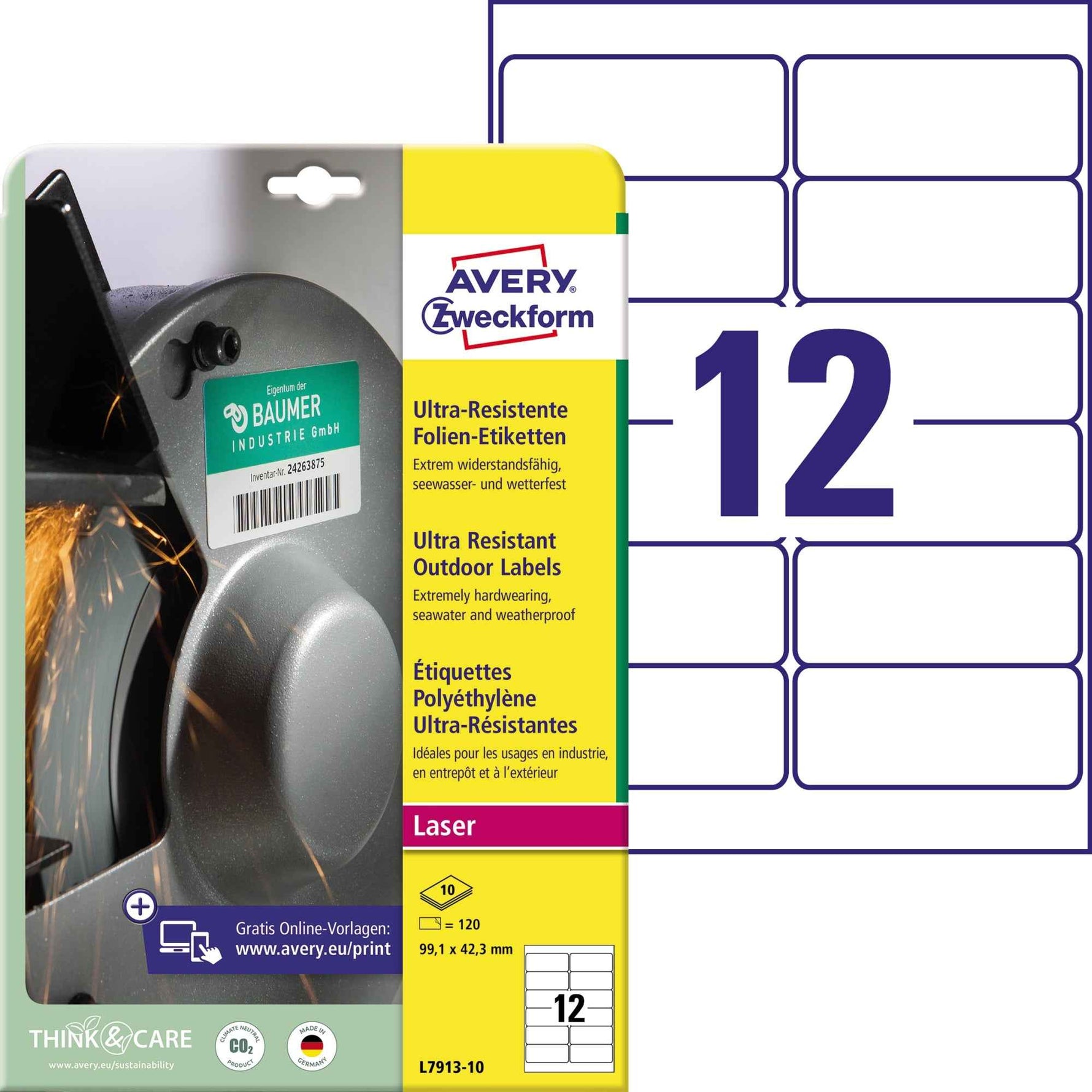 Avery Zweckform Folienetikett 99,1 x 42,3 mm (B x H)