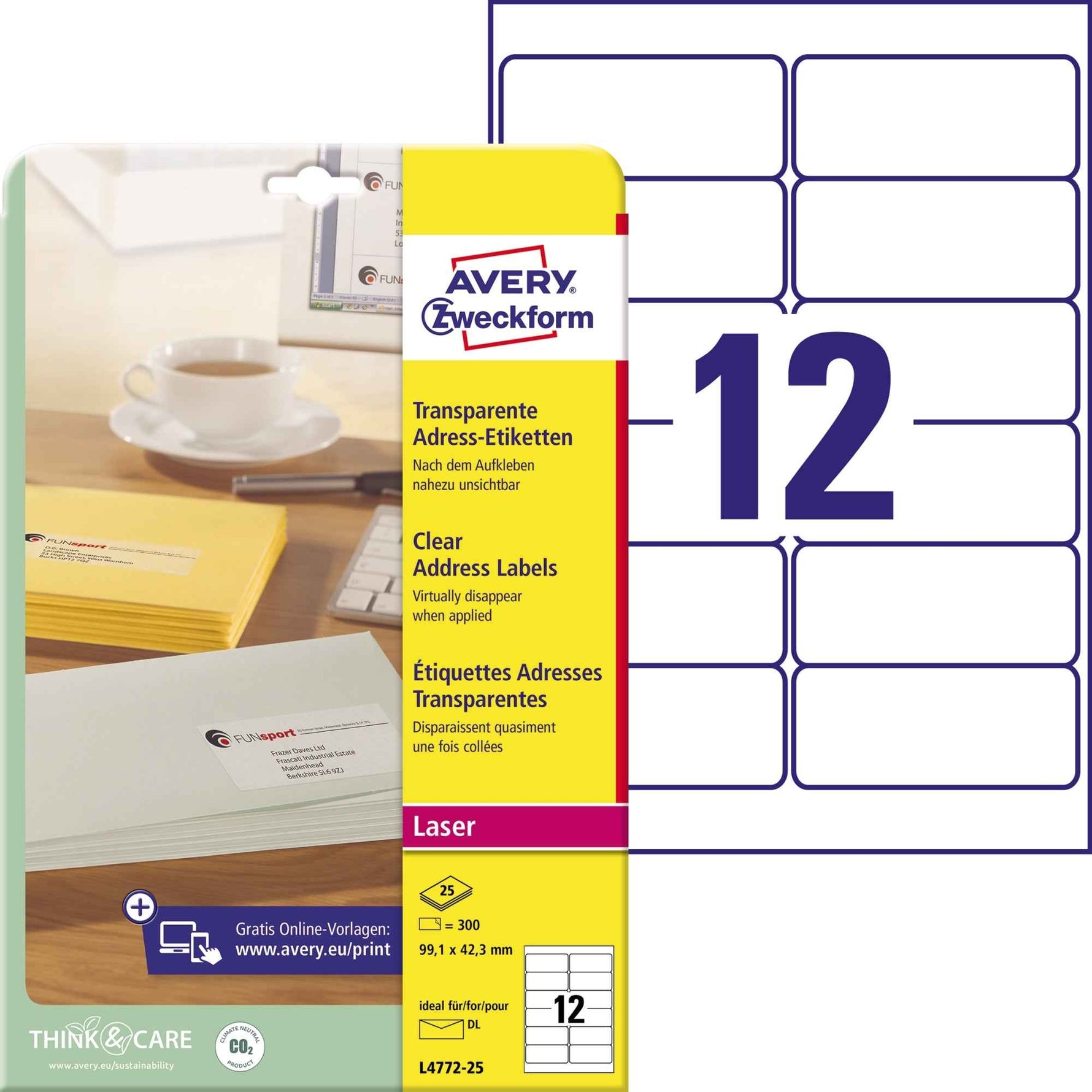Avery Zweckform Adressetikett QuickPEEL™ 99,1 x 42,3 mm (B x H)