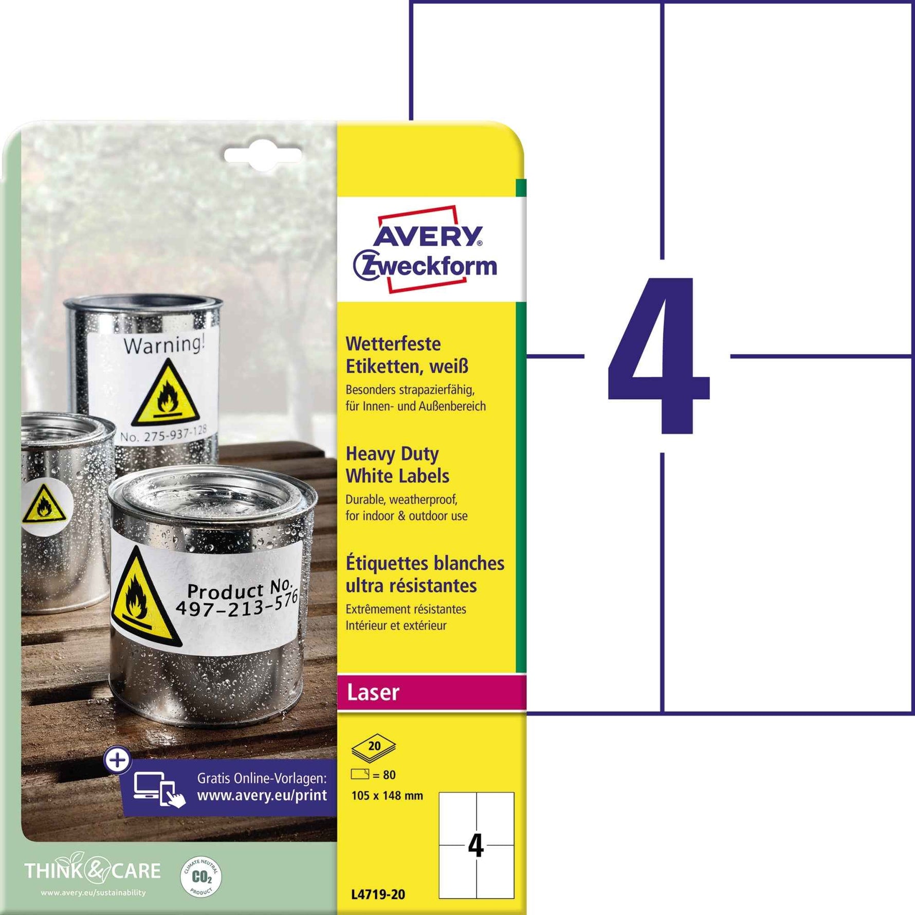 Avery Zweckform Folienetikett 105 x 148 mm (B x H)