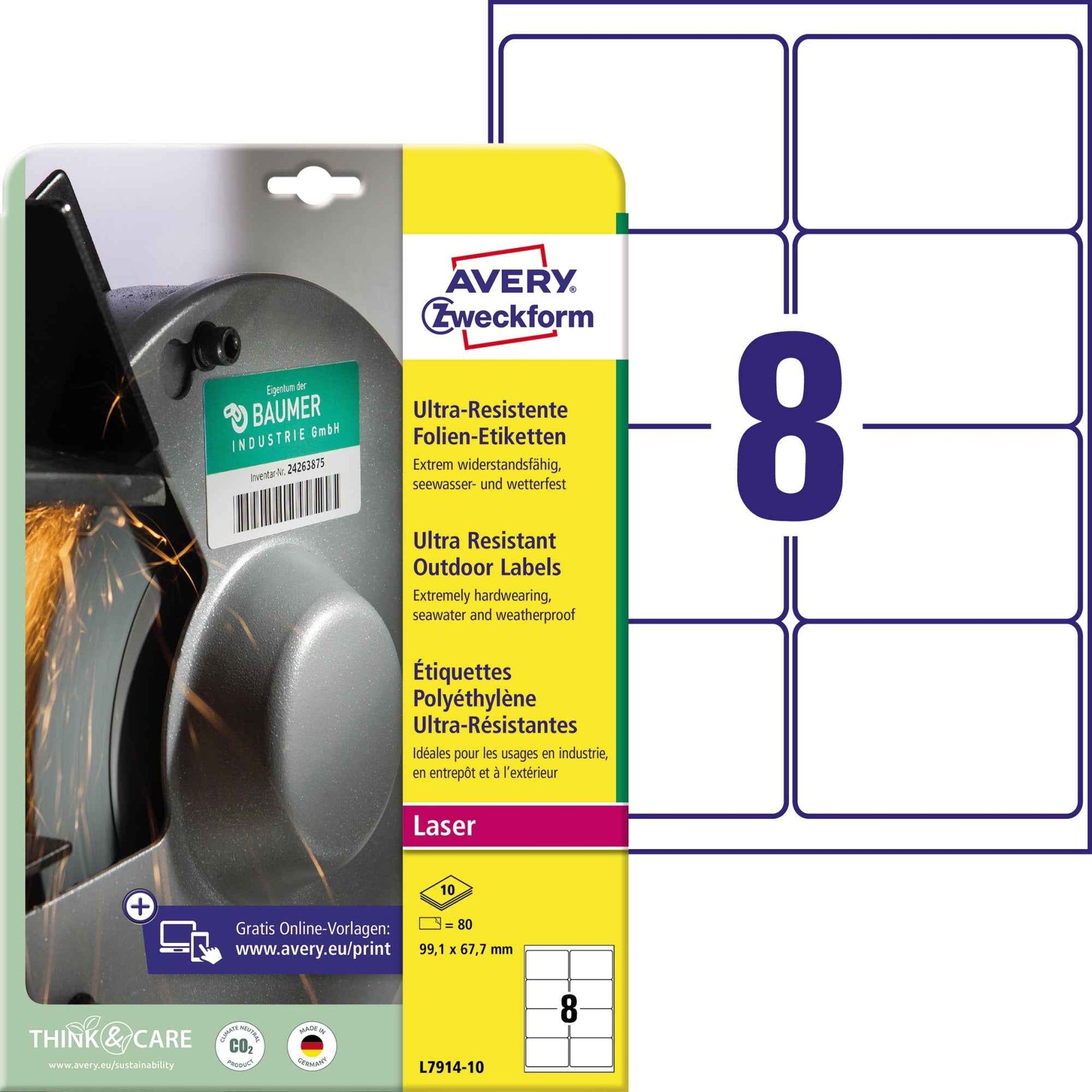 Avery Zweckform Folienetikett 99,1 x 67,7 mm (B x H)