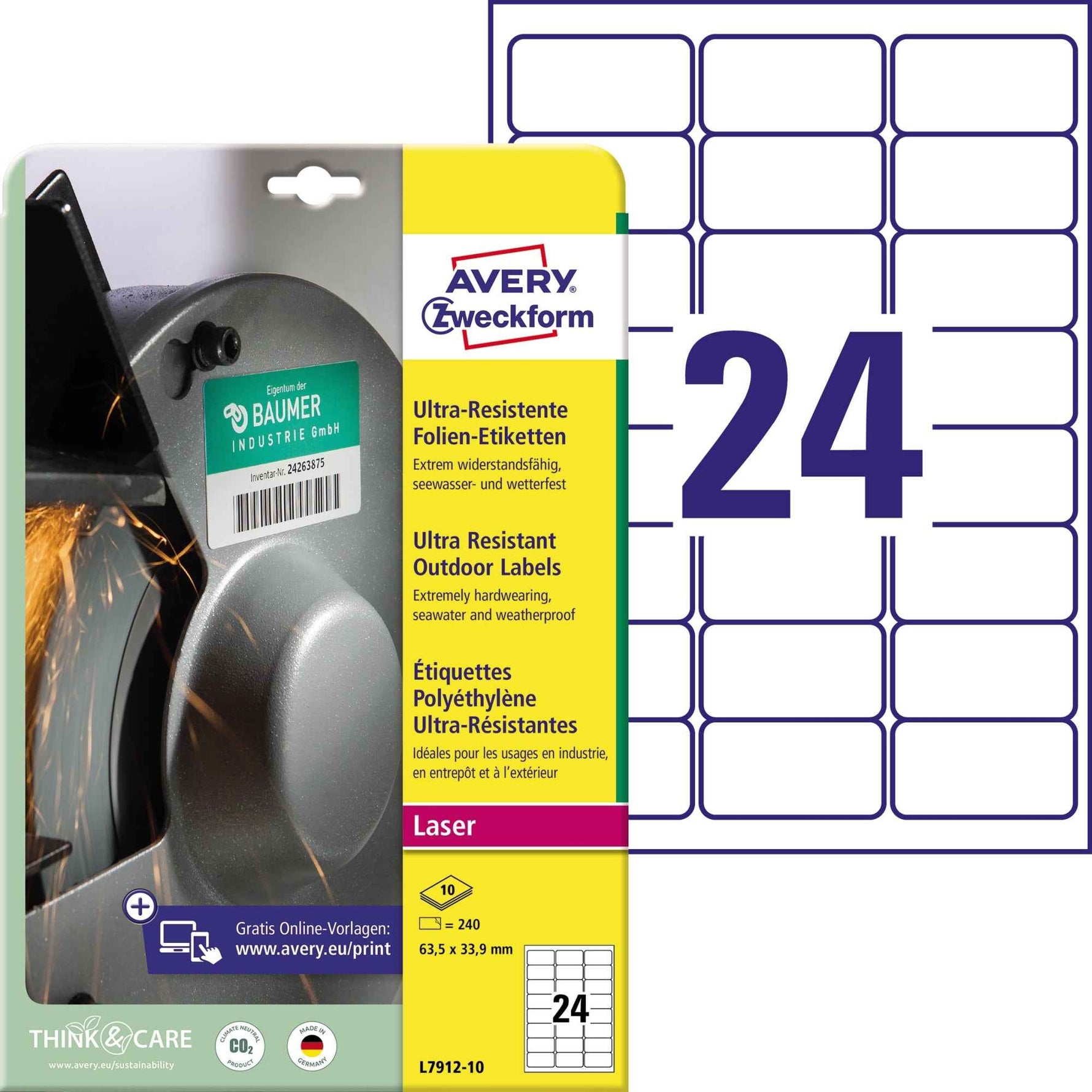 Avery Zweckform Folienetikett 63,5 x 33,9 mm (B x H)