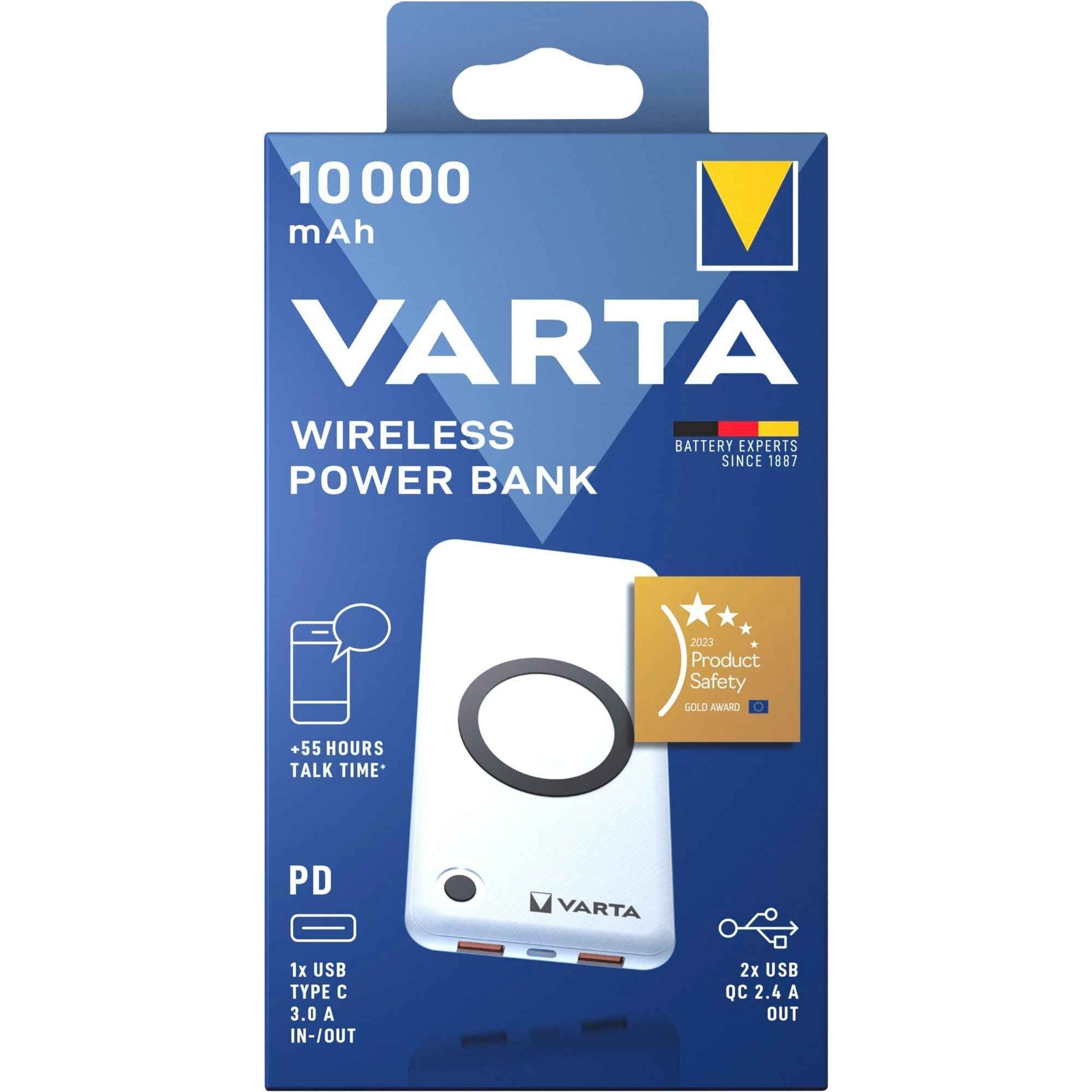 Varta Powerbank Wireless 77,5 x 15 x 157,5 mm (B x H x T)