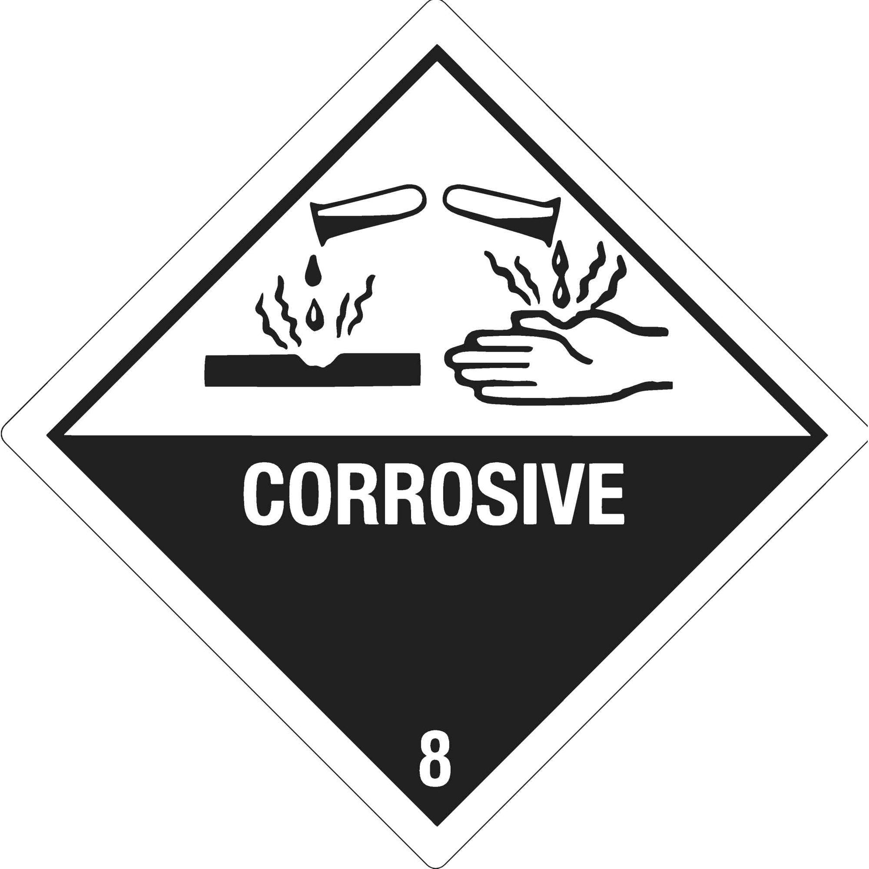 DR-Label Hinweisetikett Gefahrgutklasse 8