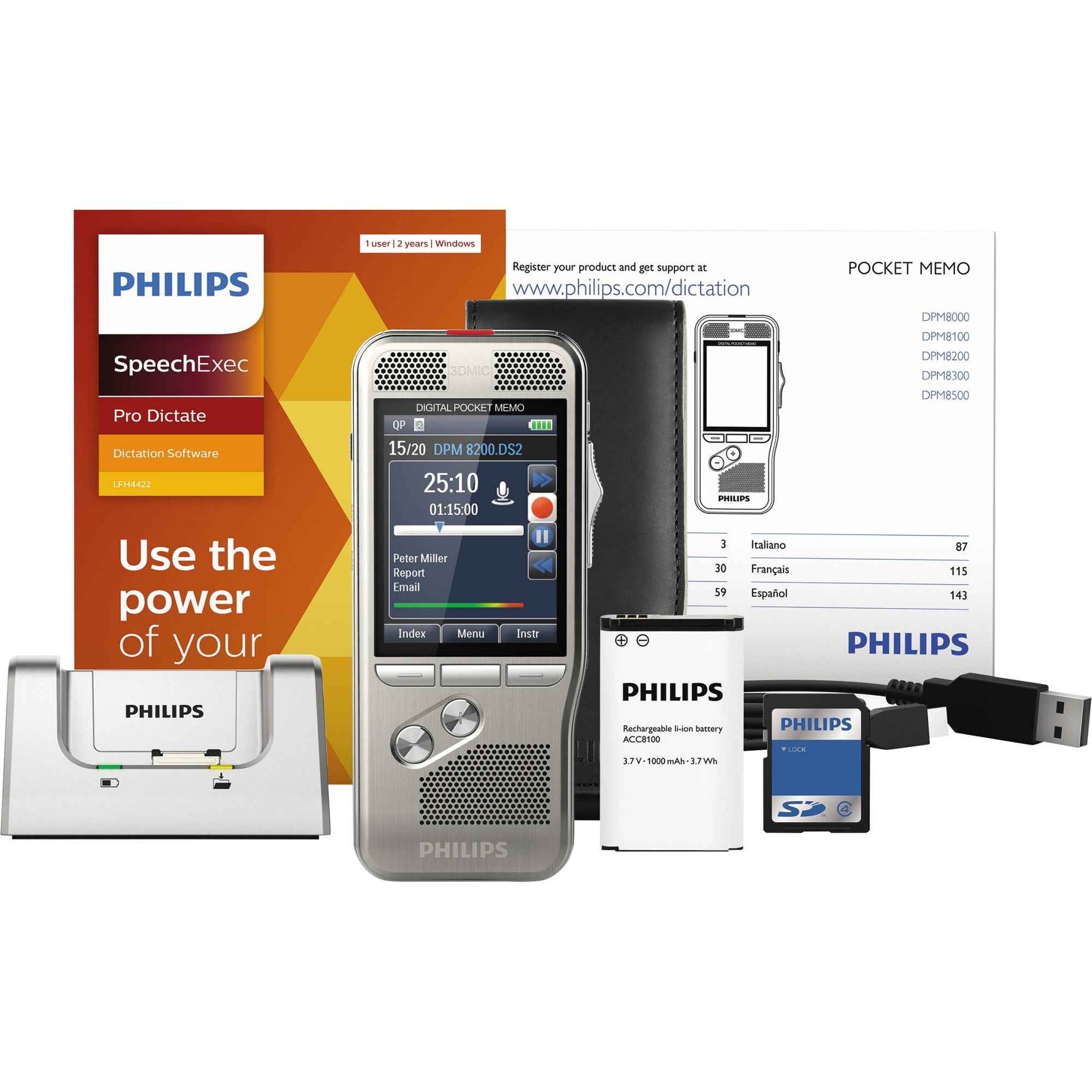 Philips Diktiergerät Digital Pocket Memo DPM 8200