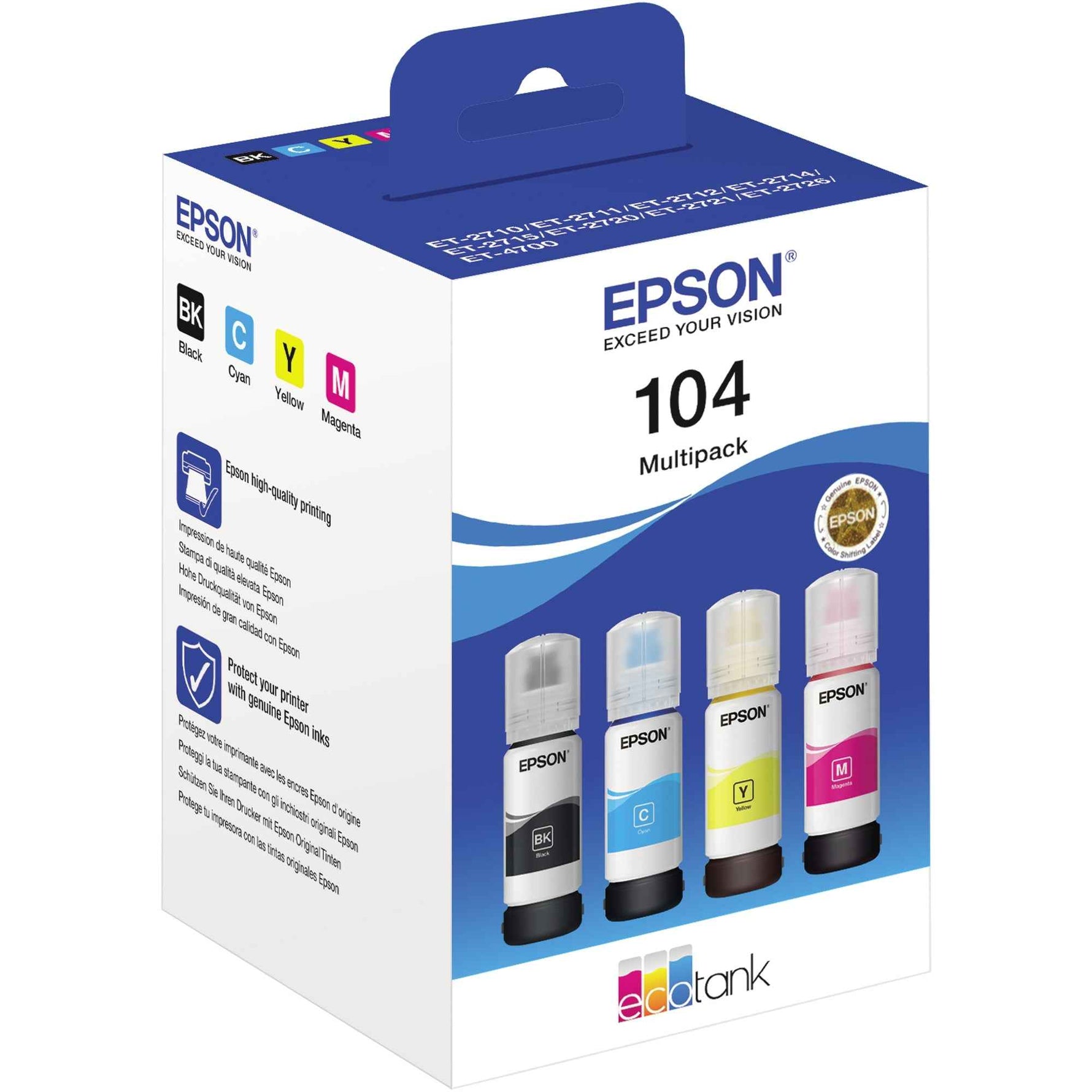 Epson Nachfülltinte Tintenstrahldrucker 104 schwarz, cyan, magenta, gelb