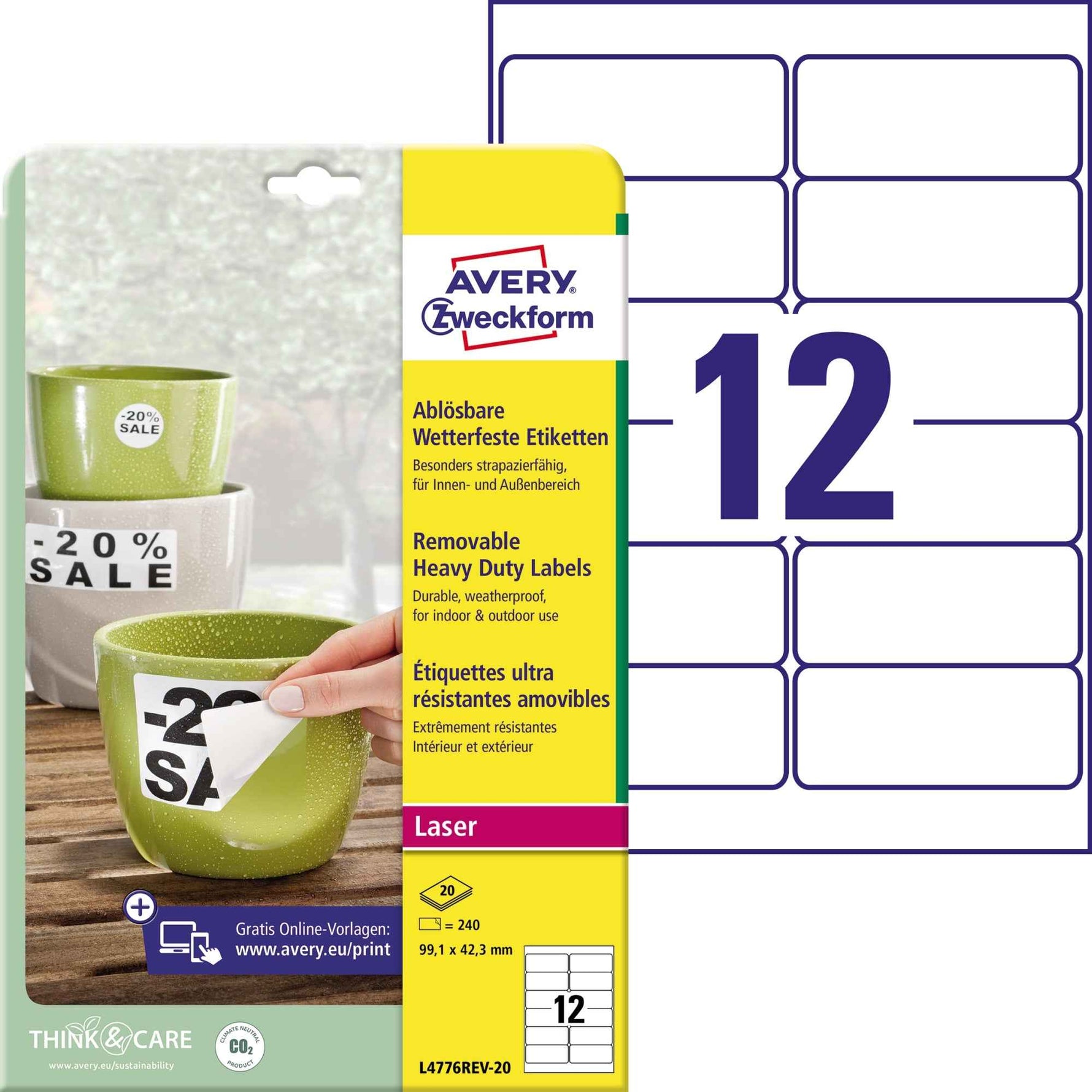 Avery Zweckform Folienetikett 99,1 x 42,3 mm (B x H)