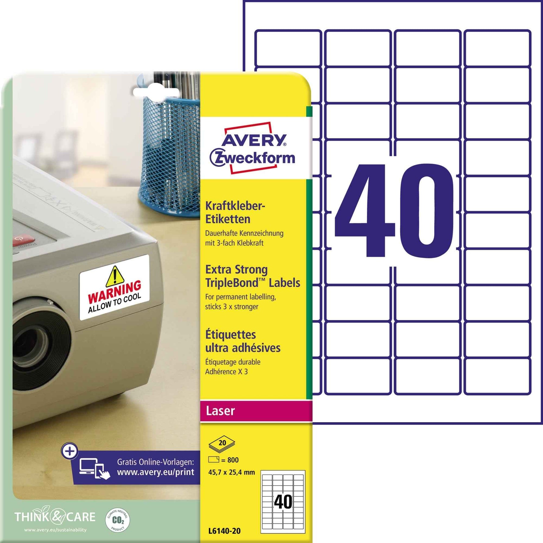 Avery Zweckform Folienetikett 45,7 x 25,4 mm (B x H)