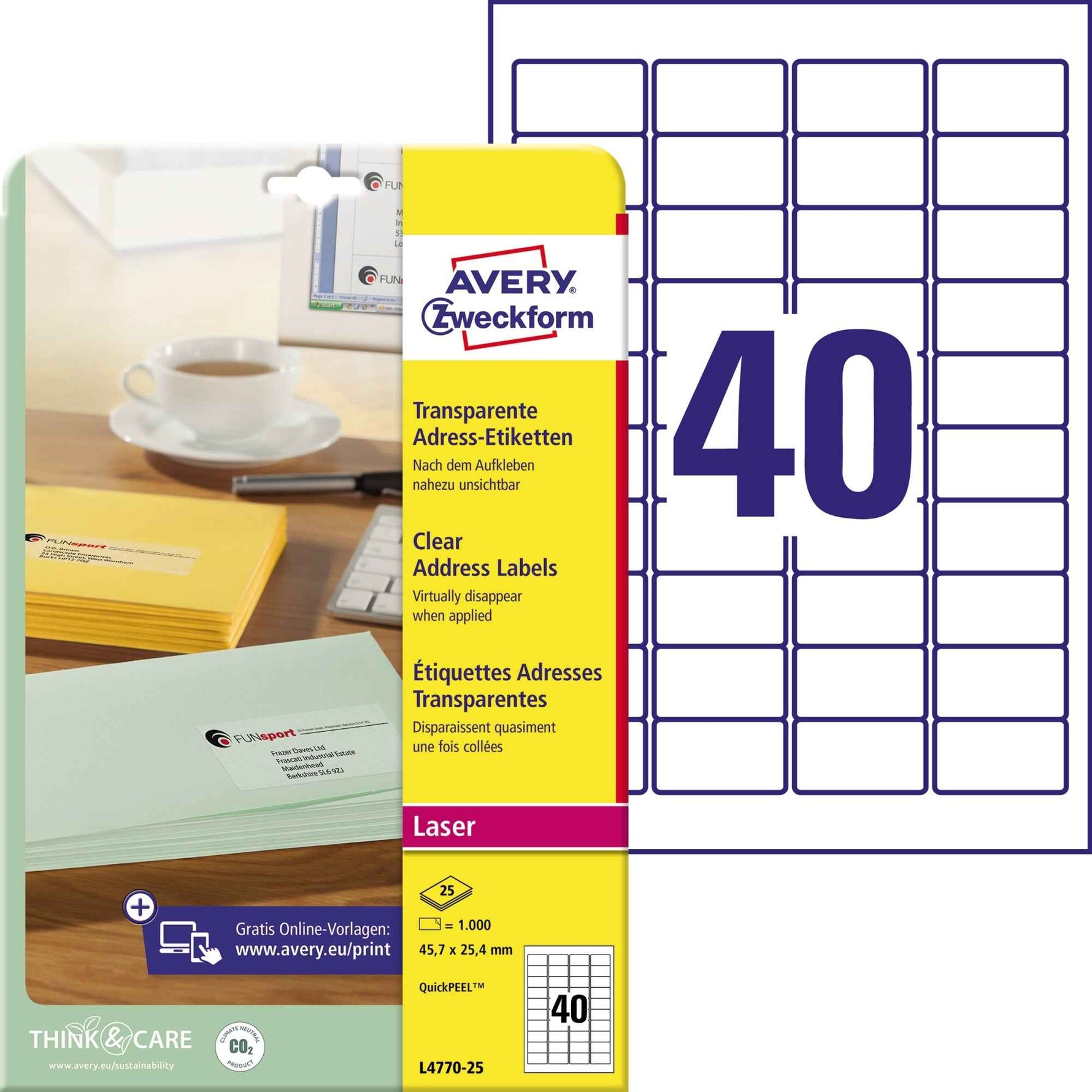Avery Zweckform Adressetikett QuickPEEL™ 45,7 x 25,4 mm (B x H)