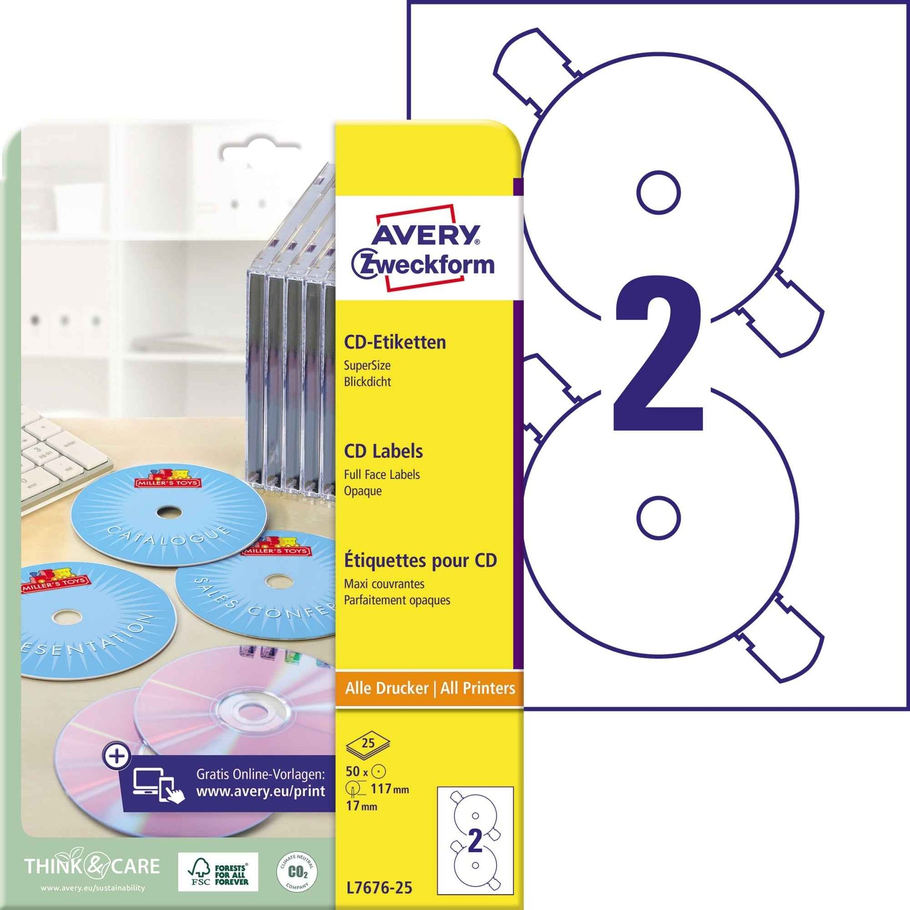 Avery Zweckform CD/DVD Etikett 117 mm 50 Etik./Pack.