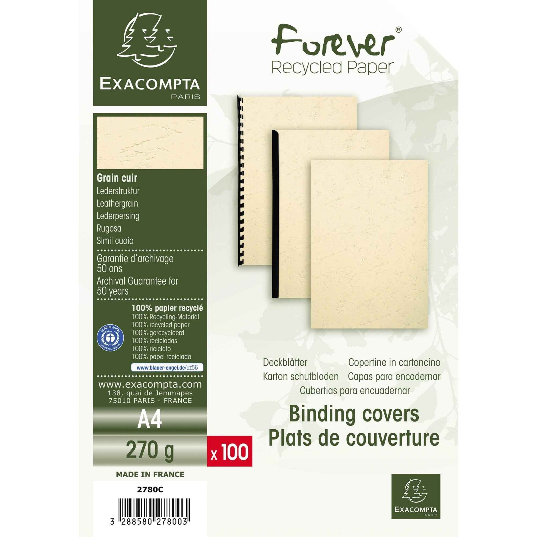Exacompta Einbanddeckel EVERCOVER 100 St./Pack.