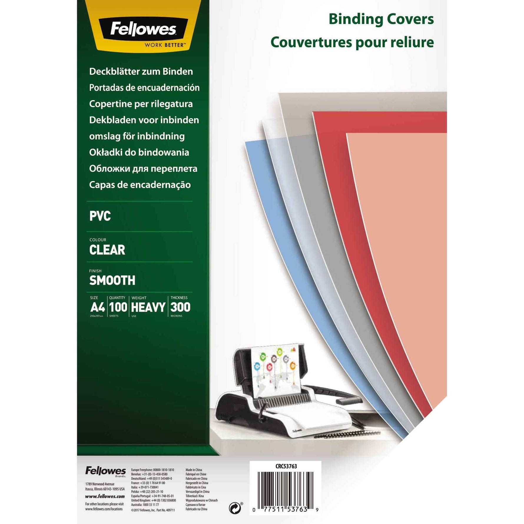 Fellowes® Deckblattfolie PVC, 40 % recycelt
