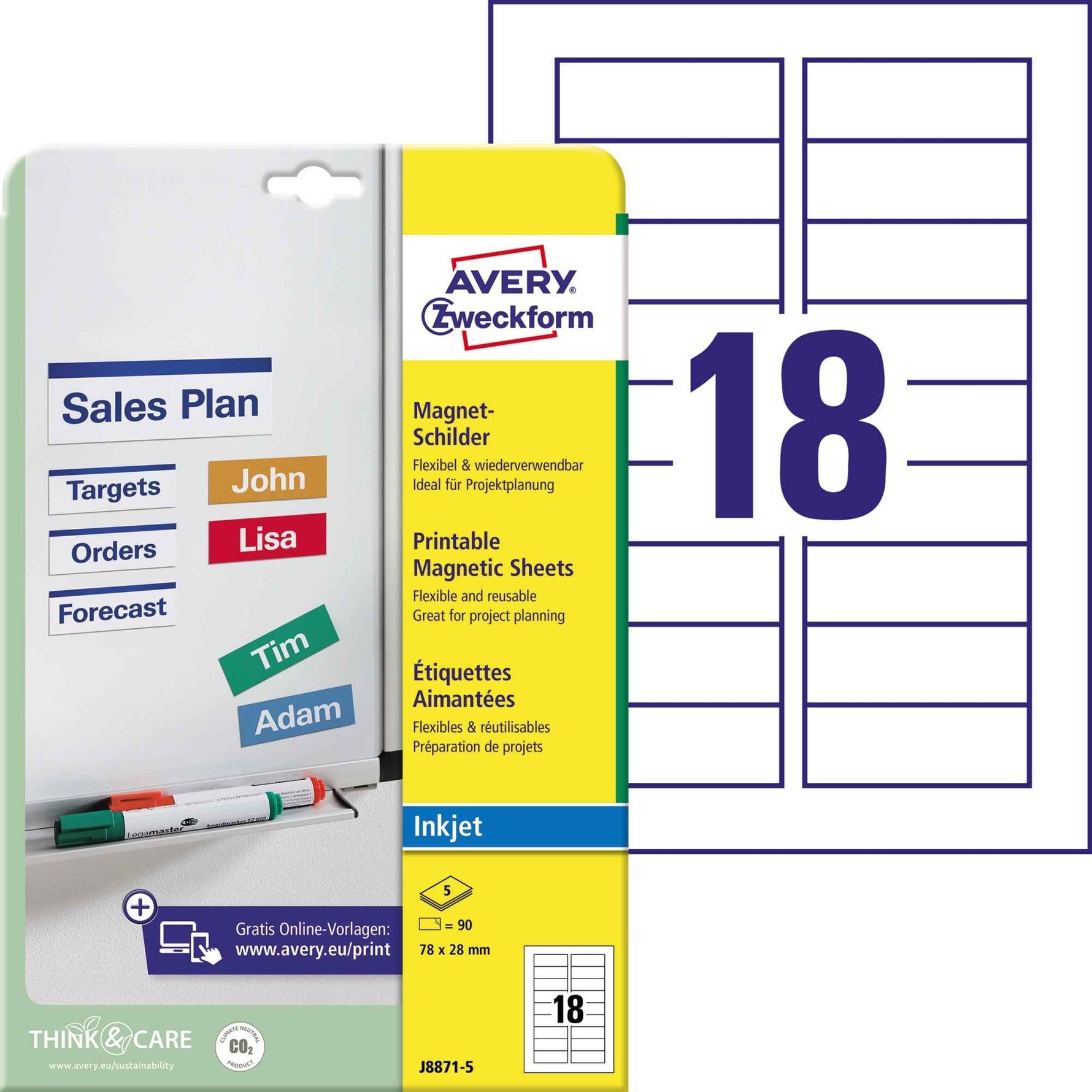 Avery Zweckform Magnetschild 78 x 28 mm (B x H)