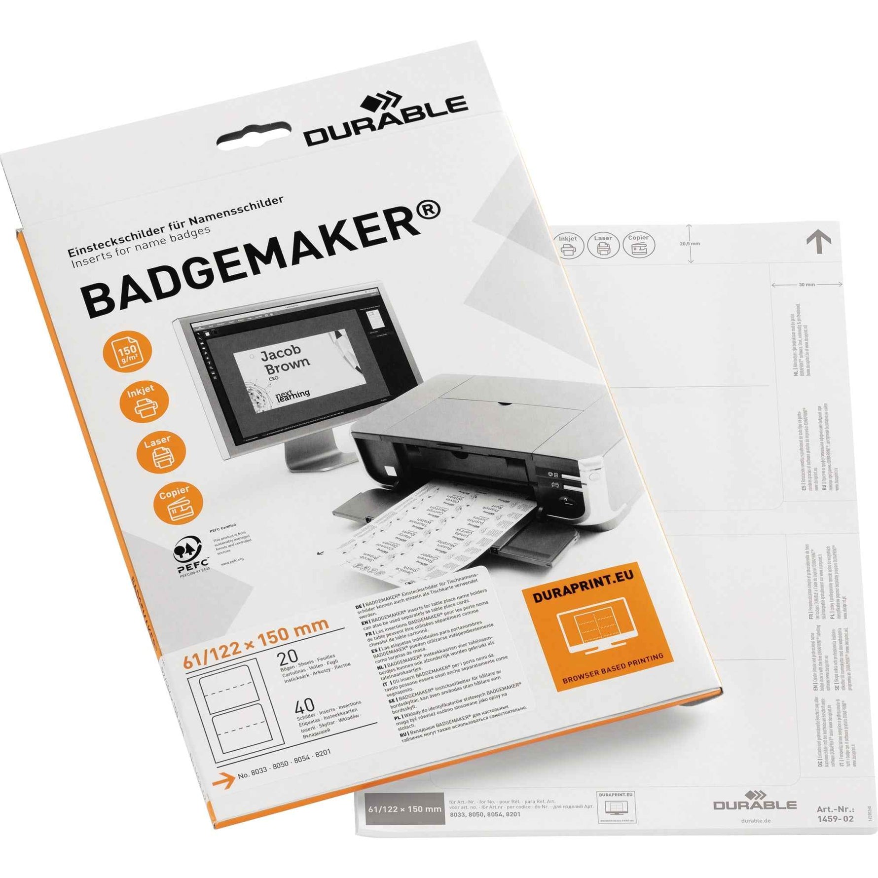 DURABLE Einsteckschild BADGEMAKER® 61 x 150 mm (B x H)