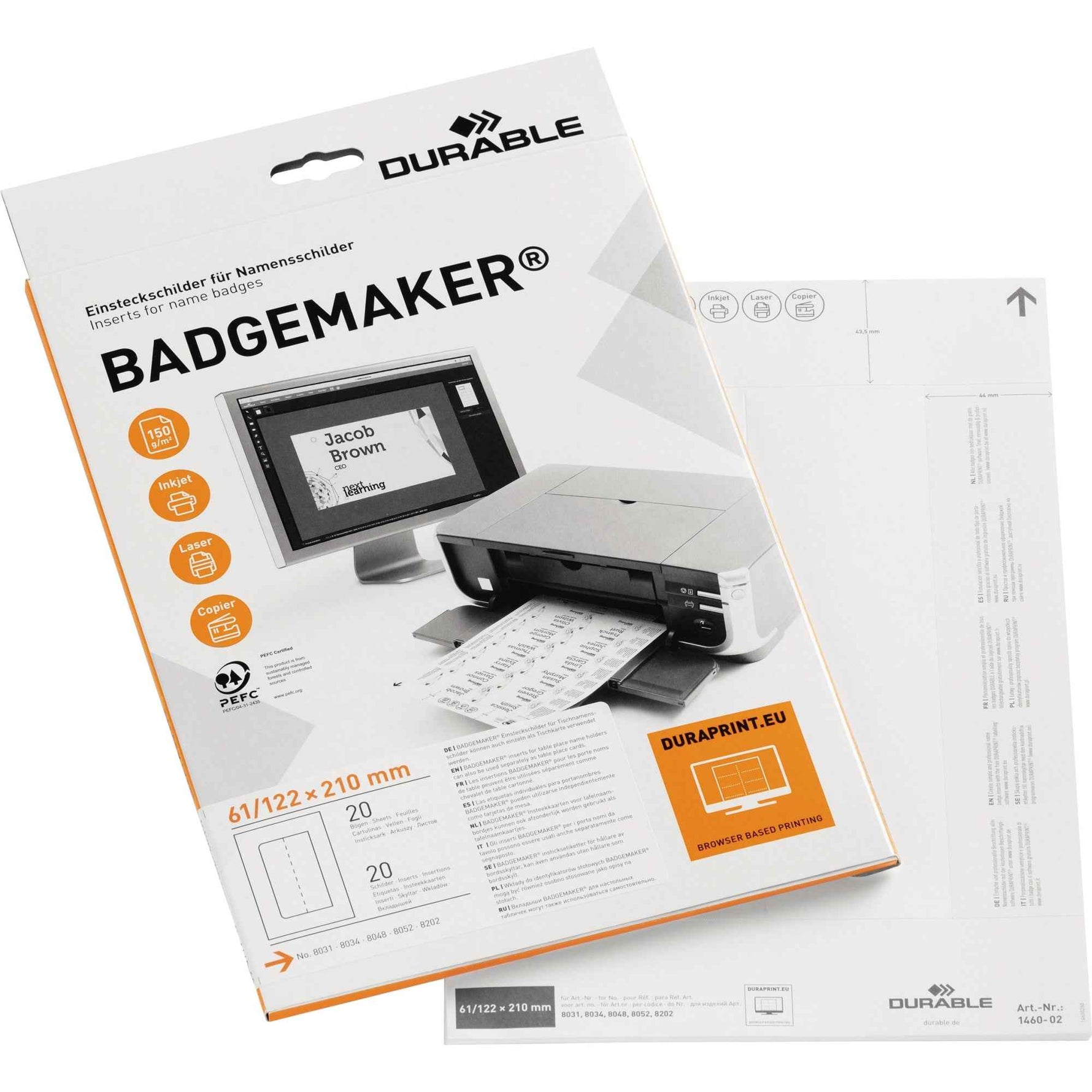 DURABLE Einsteckschild BADGEMAKER® 61 x 210 mm (B x H)