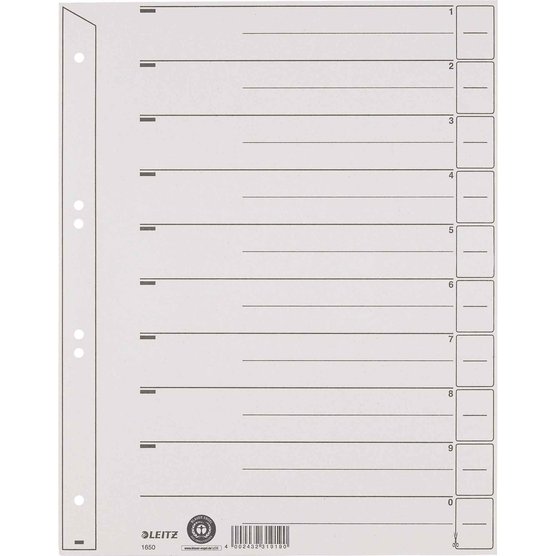 Leitz Trennblatt hinterklebt 100 St./Pack.