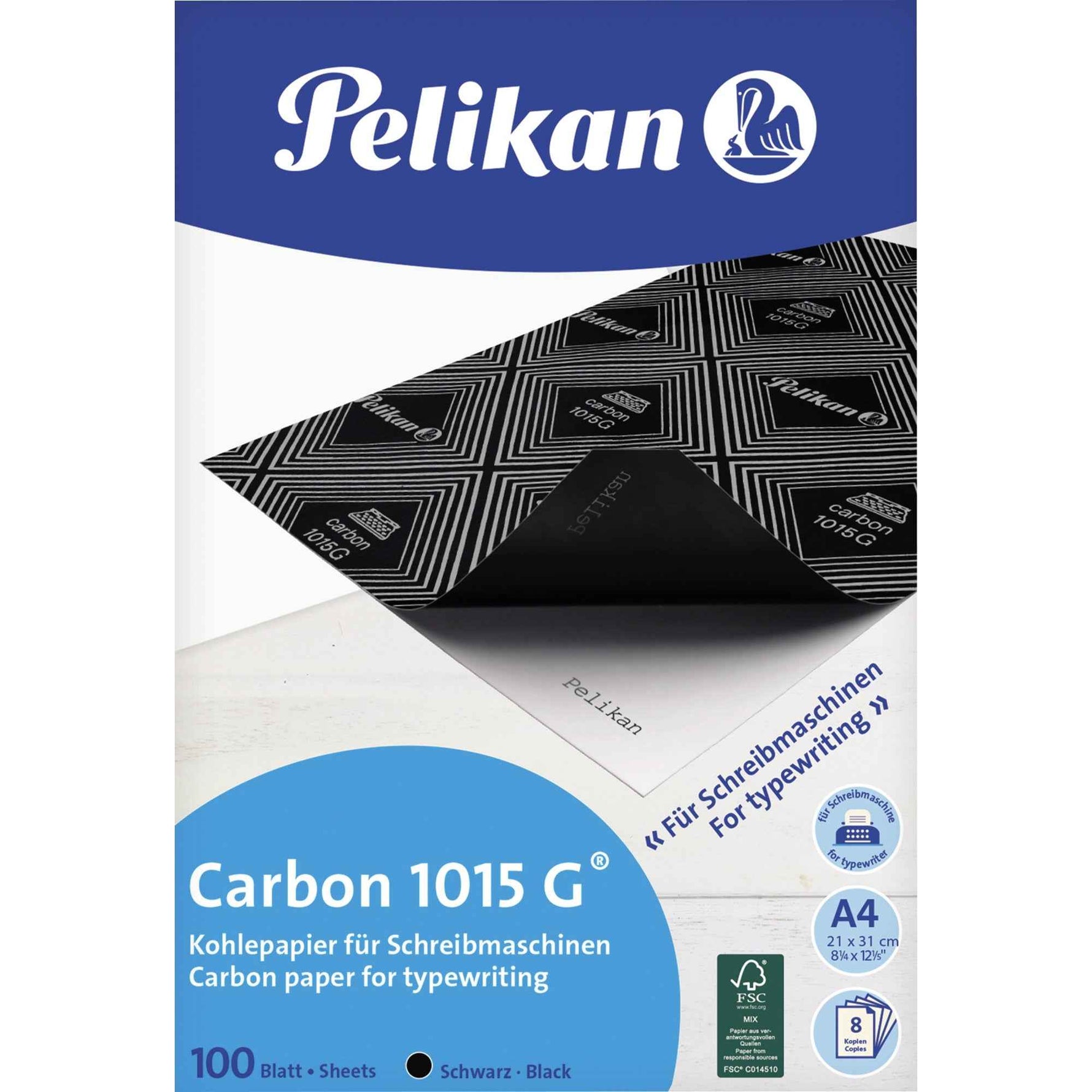 Pelikan Kohlepapier 1015G, schwarzes Kohlepapier für Zeichnungen und Skizzen, auf weißem Hintergrund sichtbar