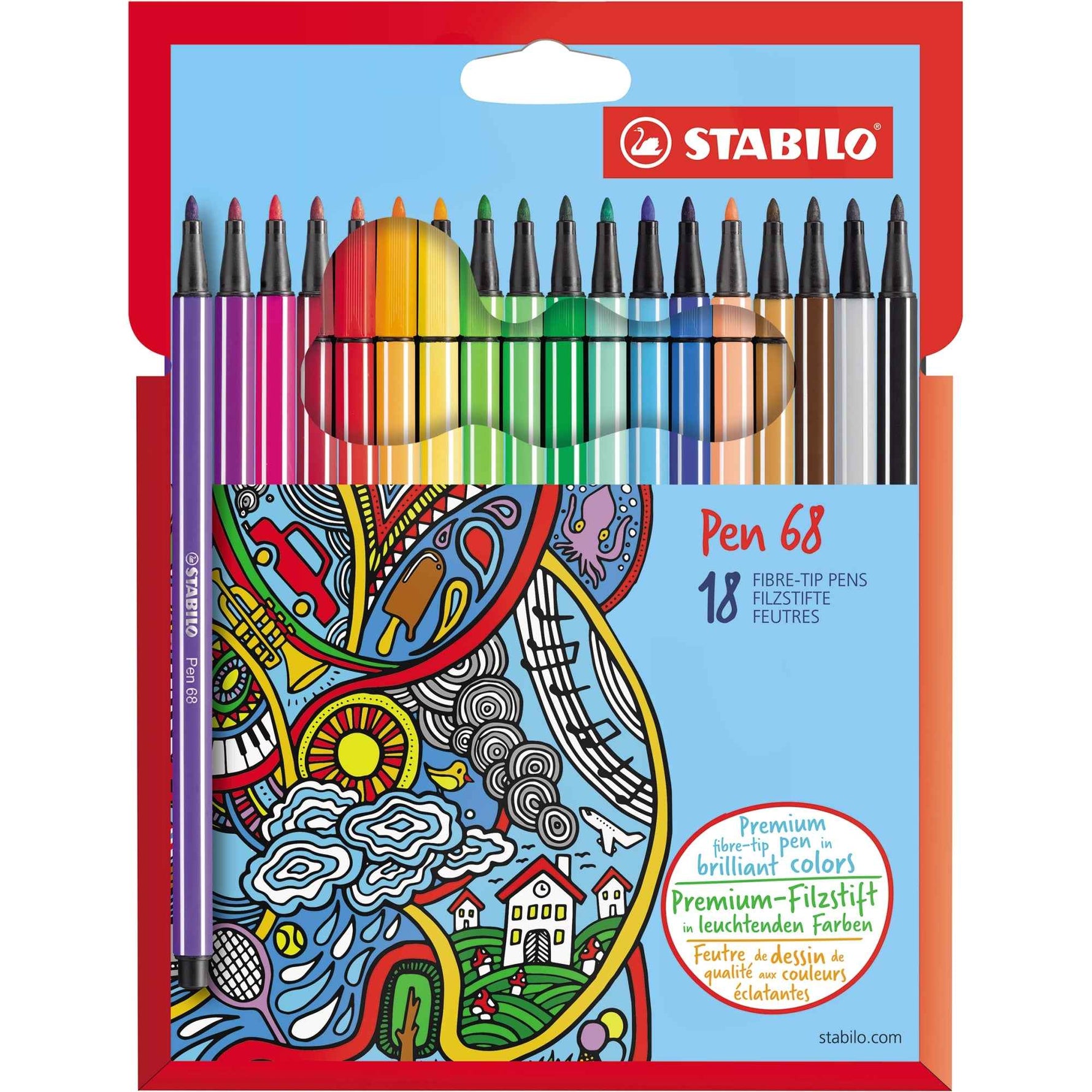 STABILO® Fasermaler Pen 68 18 St./Pack.