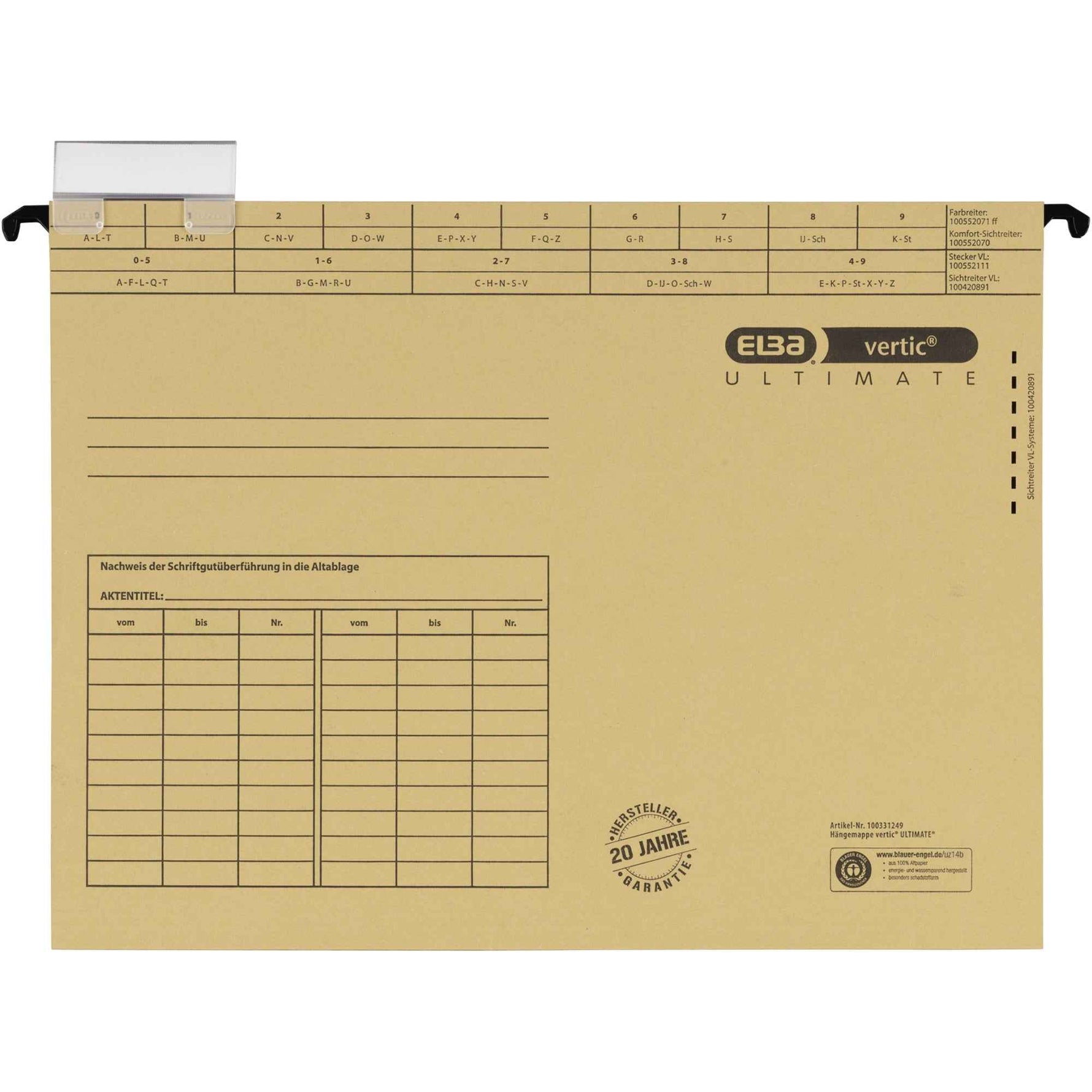ELBA Hängemappe vertic® ULTIMATE® 31,8 x 24 cm (B x H)